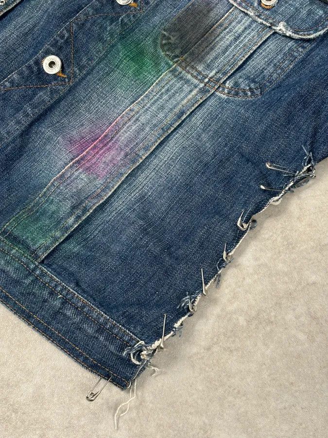 Dolce & Gabbana AW2001 Dolce & Gabbana Safety Pins Tie-Dye Distressed Denim Jacket Size XS / US 0-2 / IT 36-38 - 11 Thumbnail