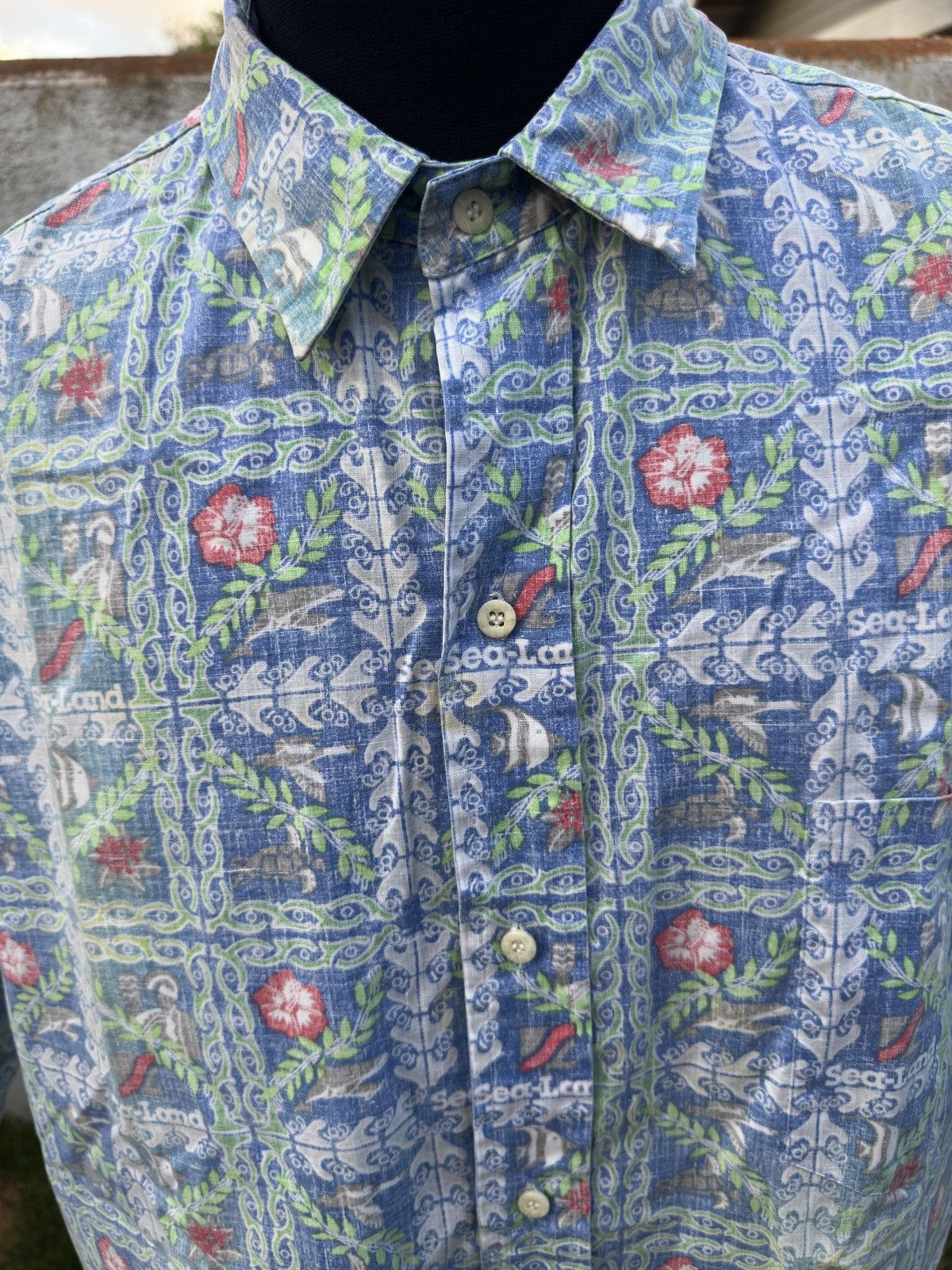 Reyn Spooner PreOwned Reyn Spooner Men’s XXL Blue Sea Land Hawaiian Shirt Size US XXL / EU 58 / 5 - 3 Thumbnail