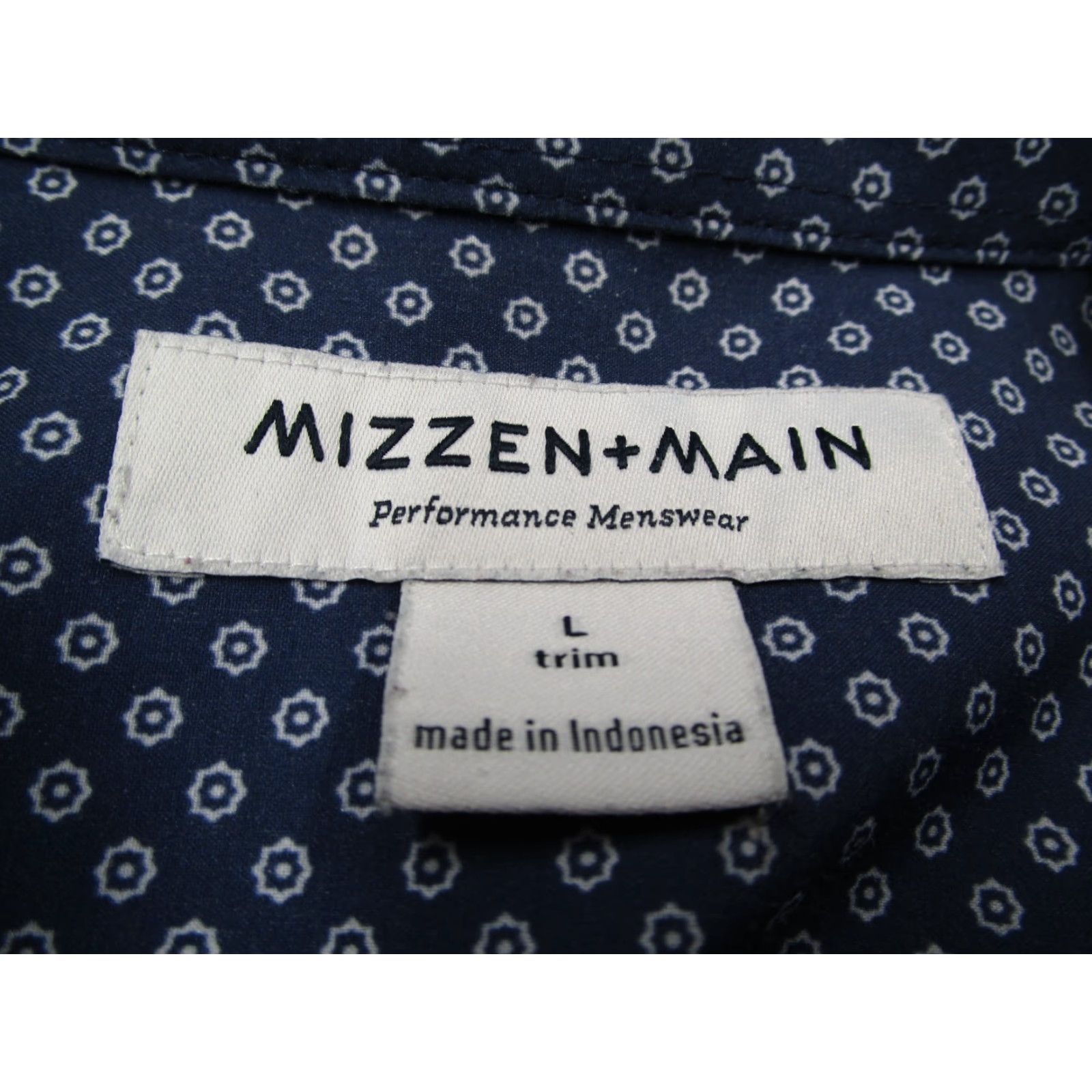 Mizzen+Main Mizzen+Main Shirt Mens Large Blue Button-Up Performance Stretch Geometric Abstract City Classic Preppy Slim Long Sleeve Size US L / EU 52-54 / 3 - 3 Thumbnail