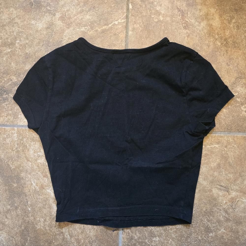 Shein Black Butterfly SHEIN Cropped Short Sleeve Size XS / US 0-2 / IT 36-38 - 2 Thumbnail
