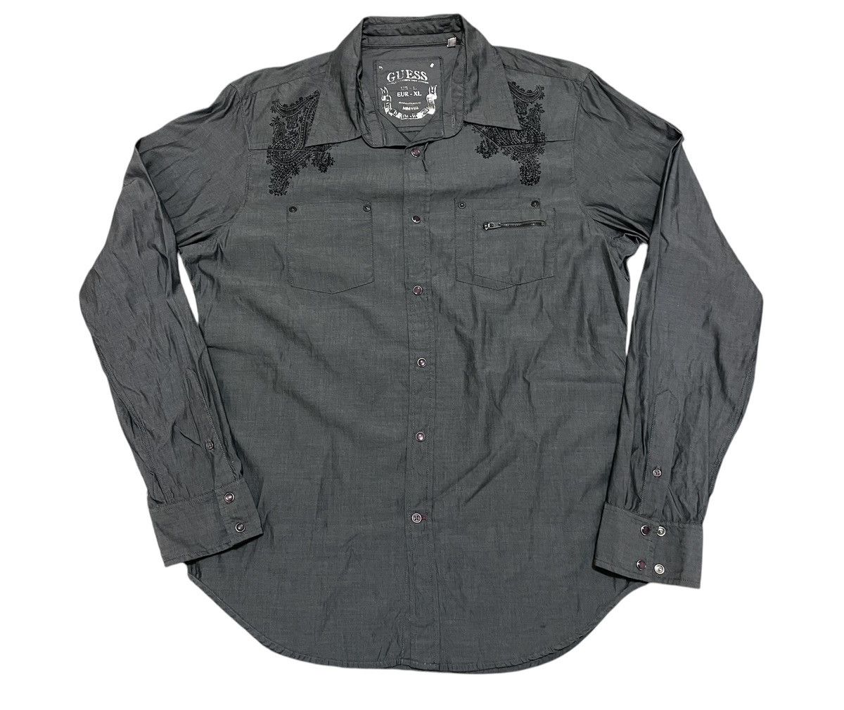 Guess Man Gray Guess Button Up Tshirt Praisly Design Size US L / EU 52-54 / 3 - 1 Thumbnail