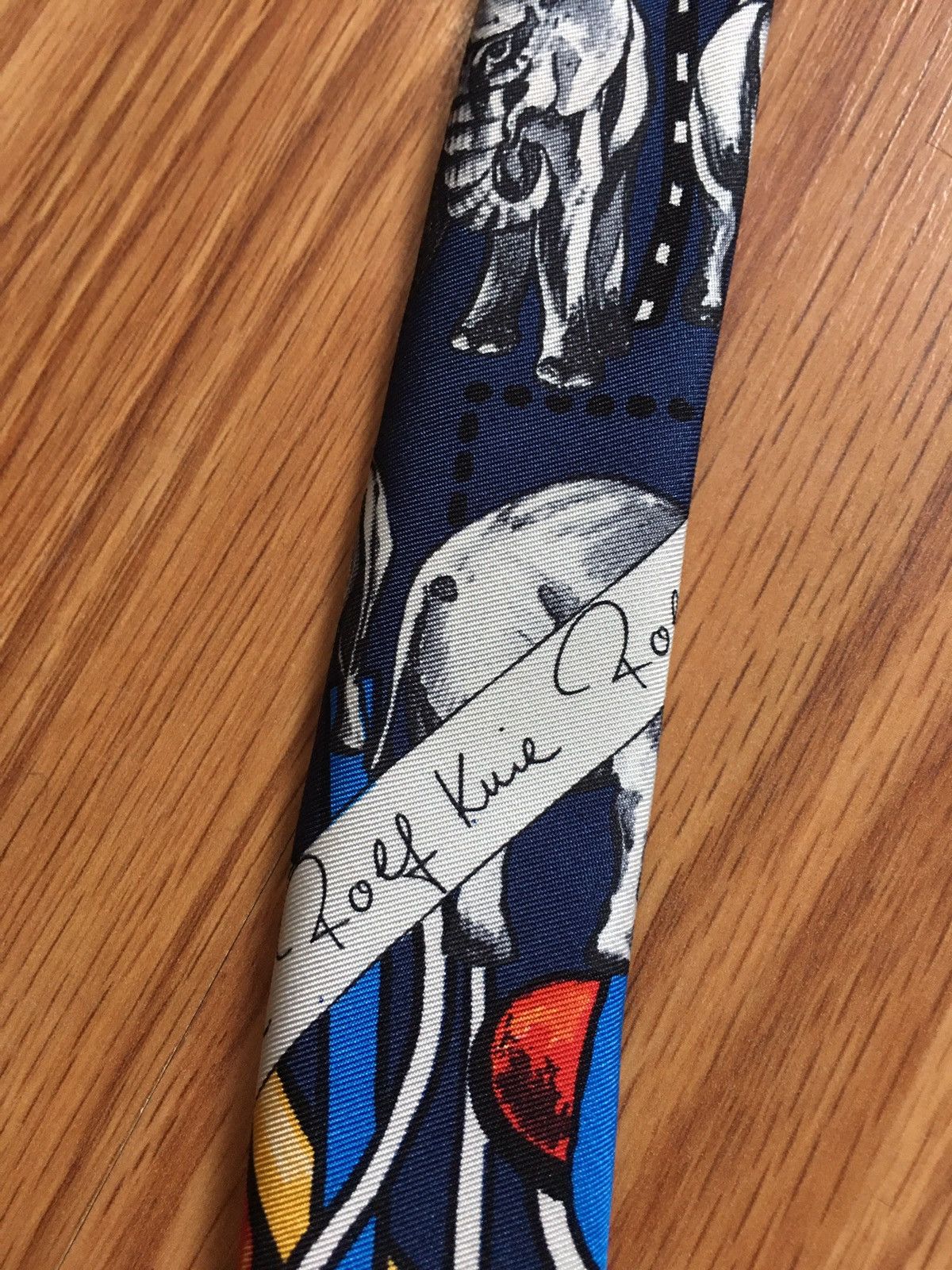 Designer Rolf Knie LEHNER Elephant Design Print Silk Mens Tie Size ONE SIZE - 5 Thumbnail