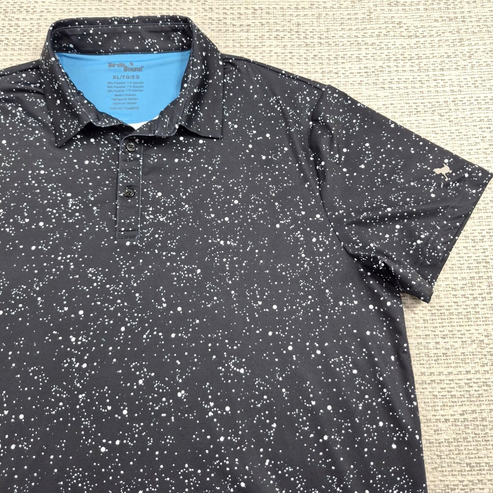 Vintage Birdie Bound Polo Shirt Mens XL Black Speckle Print Golf Performance Stretch Shirt Size US XL / EU 56 / 4 - 2 Thumbnail