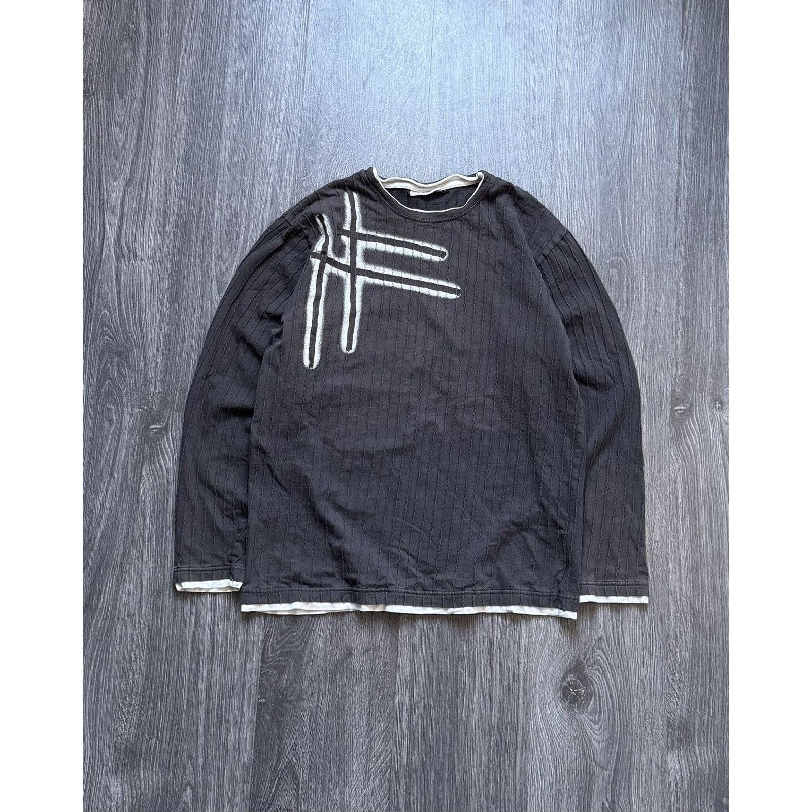 Pre-owned Avant Garde Y2k Avantgarde Japanese Style Claws Print Long Sleeve In Grey