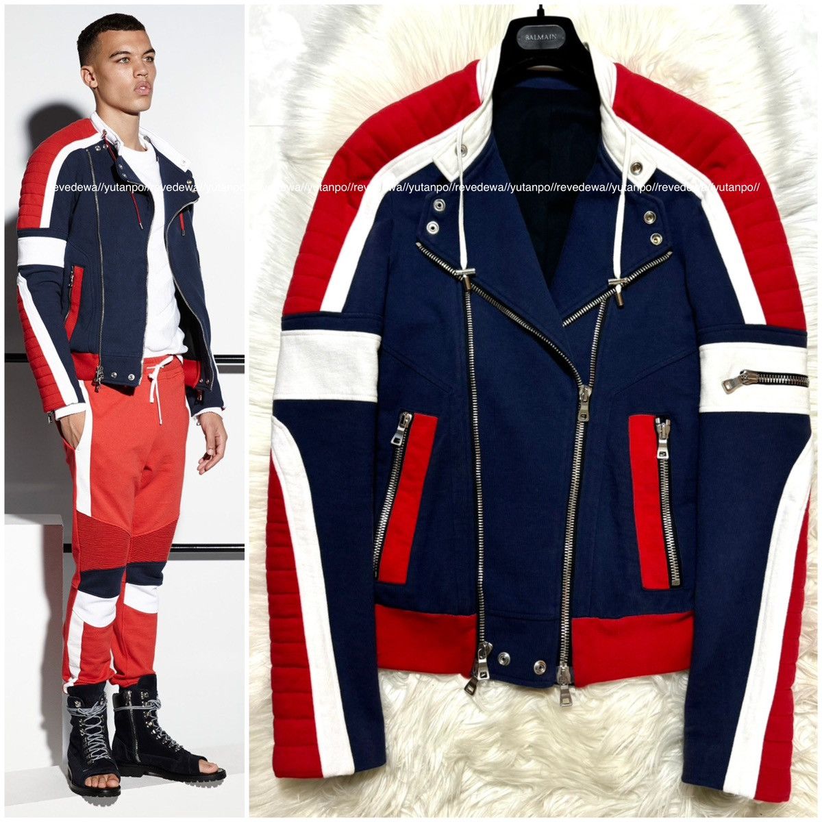 Balmain Collection Model Balmain Homme Multi-Zip Biker Sweat Jacket Size US S / EU 44-46 / 1 - 1 Thumbnail