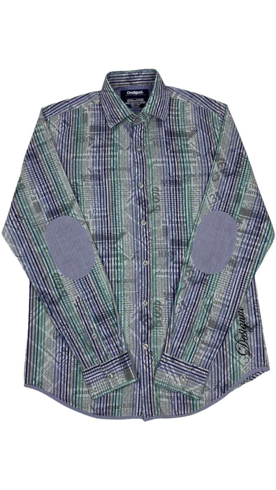 Desigual 🔥LASTDROP🔥 Newspaper Gazette Galliano Style Striped Shirt Size US S / EU 44-46 / 1 - 1 Thumbnail