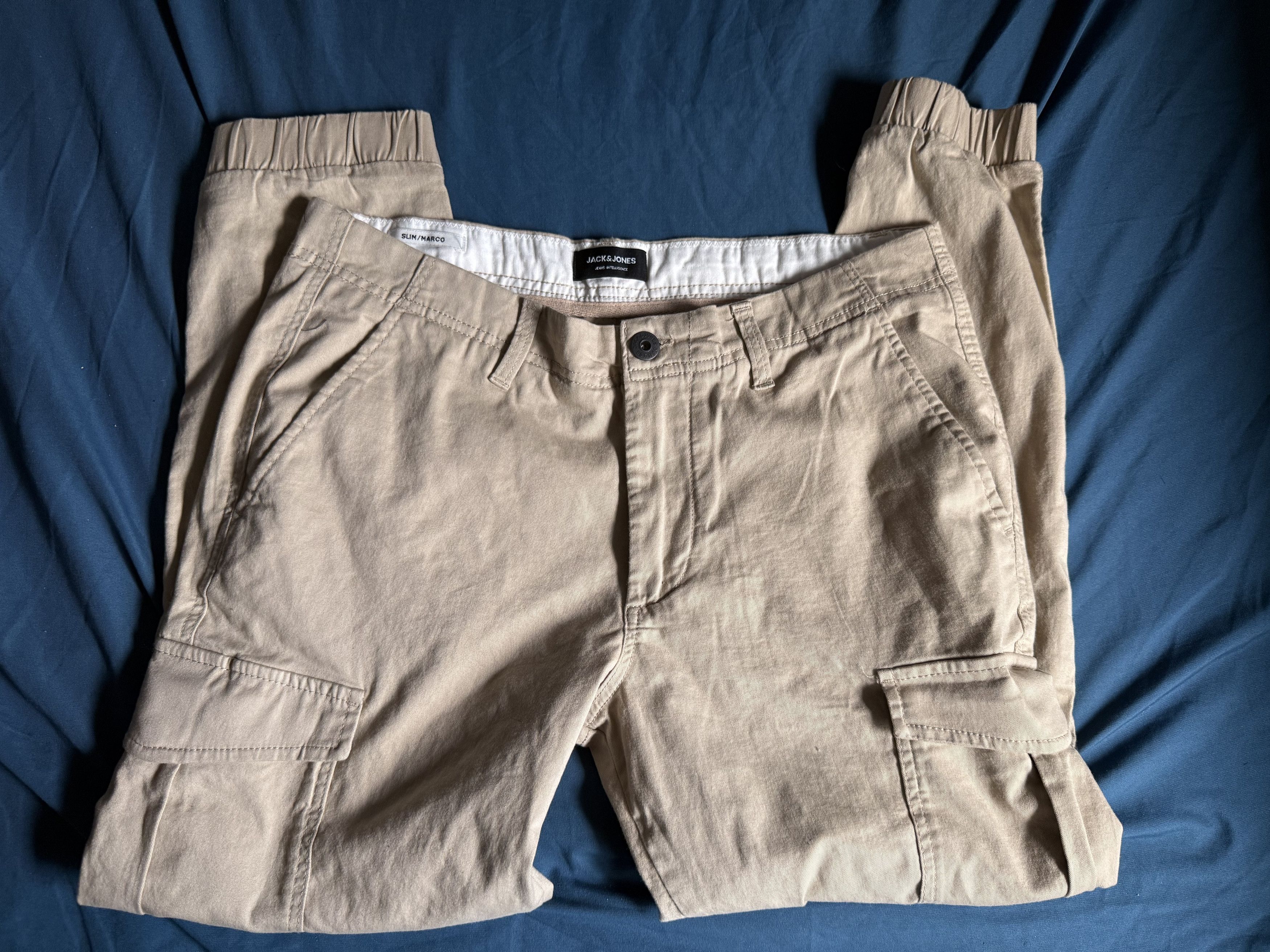 Jack & Jones JACK & JONES Slim Marco Beige Cargo Pants Joggers Mens 34x30 Size US 34 / EU 50 - 4 Thumbnail