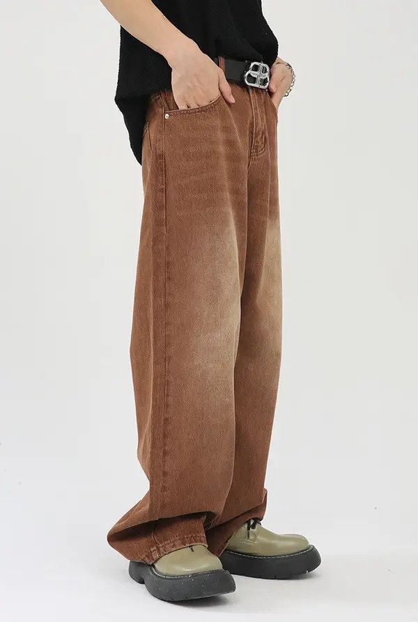 Japanese Brand Rika Vintage Brown Washed Loose Straight Casual Jeans Size US 32 / EU 48 - 6 Thumbnail