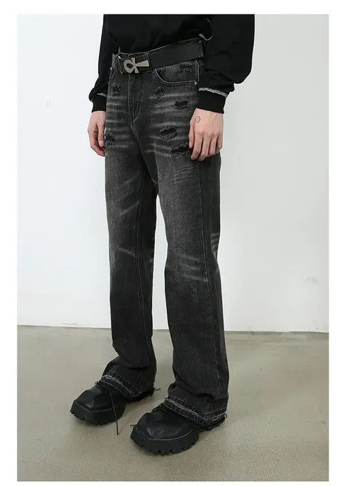 Japanese Brand Retro men's distressed niche loose flared jeans Size US 32 / EU 48 - 6 Thumbnail