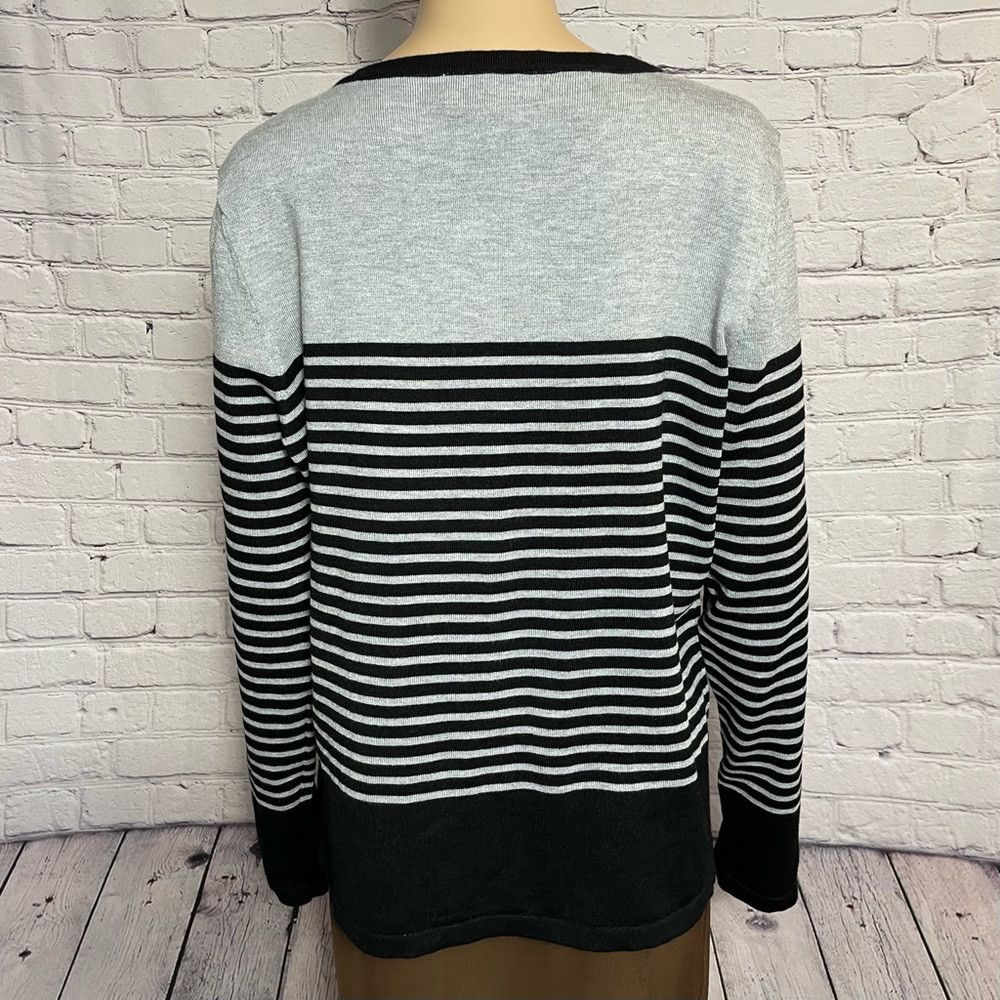 Other Karen Scott Gray Black Stripes Cardigan Size XL Size XL / US 12-14 / IT 48-50 - 4 Thumbnail
