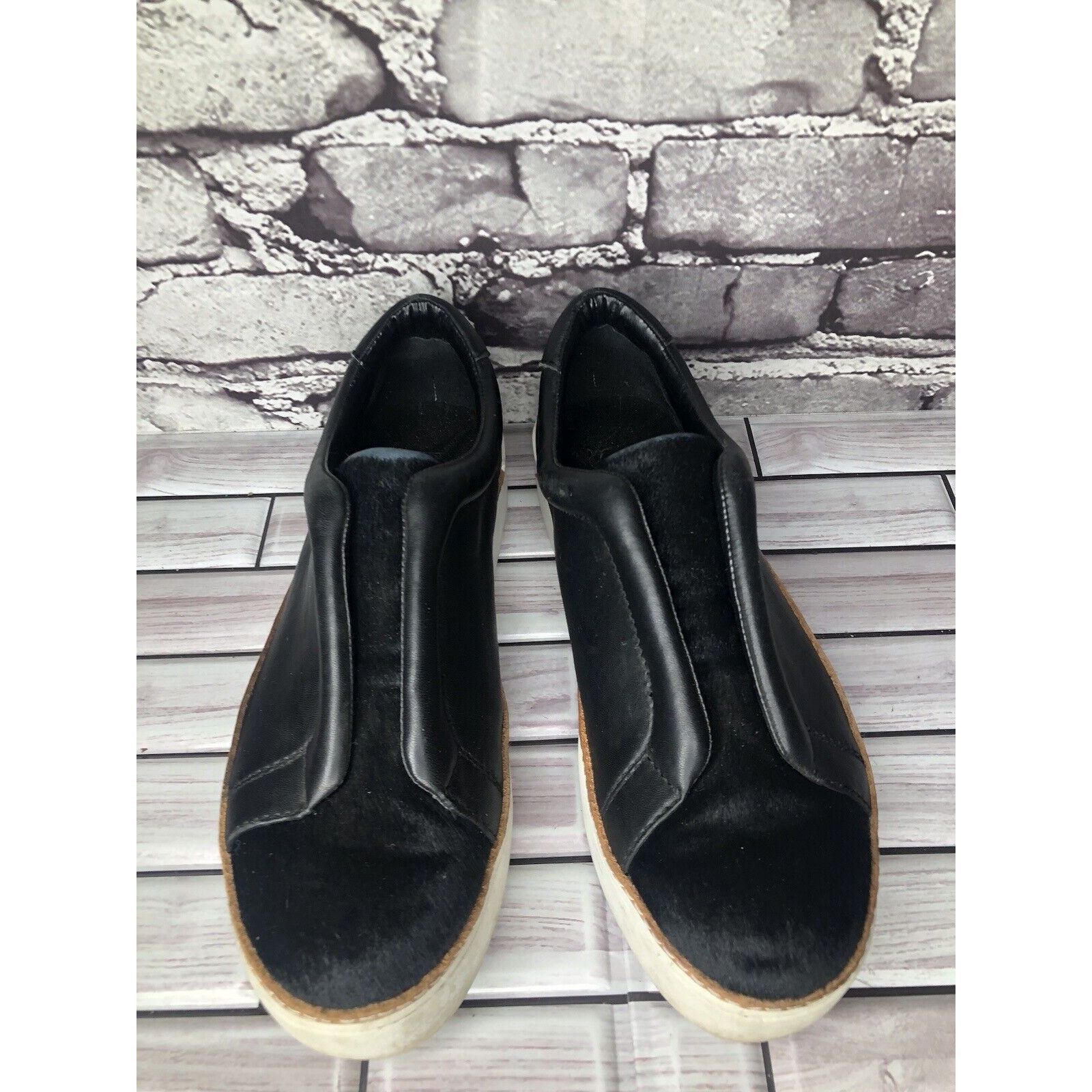 Other M4D3 Black Leather Calf Hair Super Platform Slip On Sneakers Size US 7 / IT 37 - 4 Thumbnail