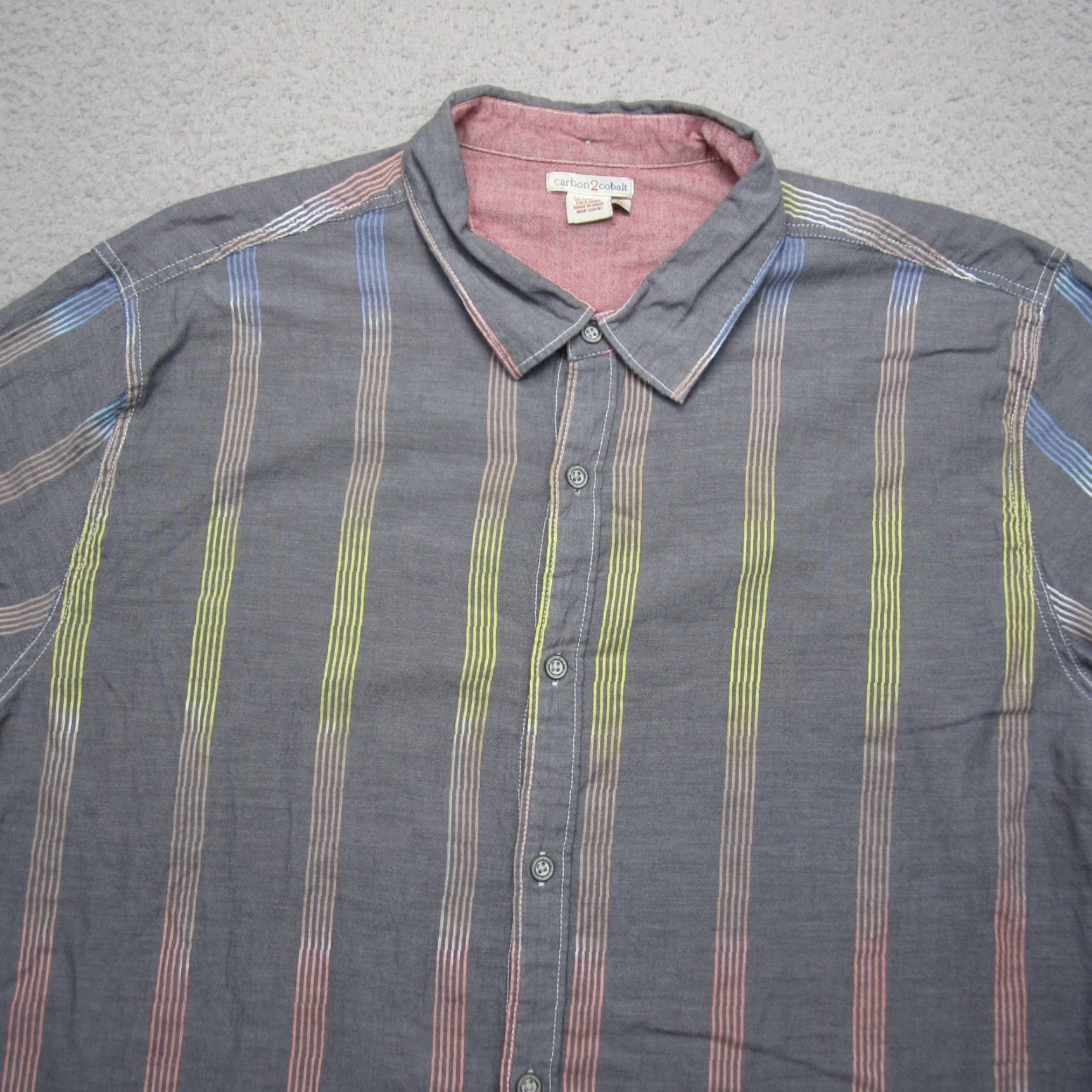 Carbon2Cobalt VINTAGE Carbon 2 Cobalt Shirt Mens Extra Large Gray Striped Button Up Lightweight Size US L / EU 52-54 / 3 - 4 Thumbnail