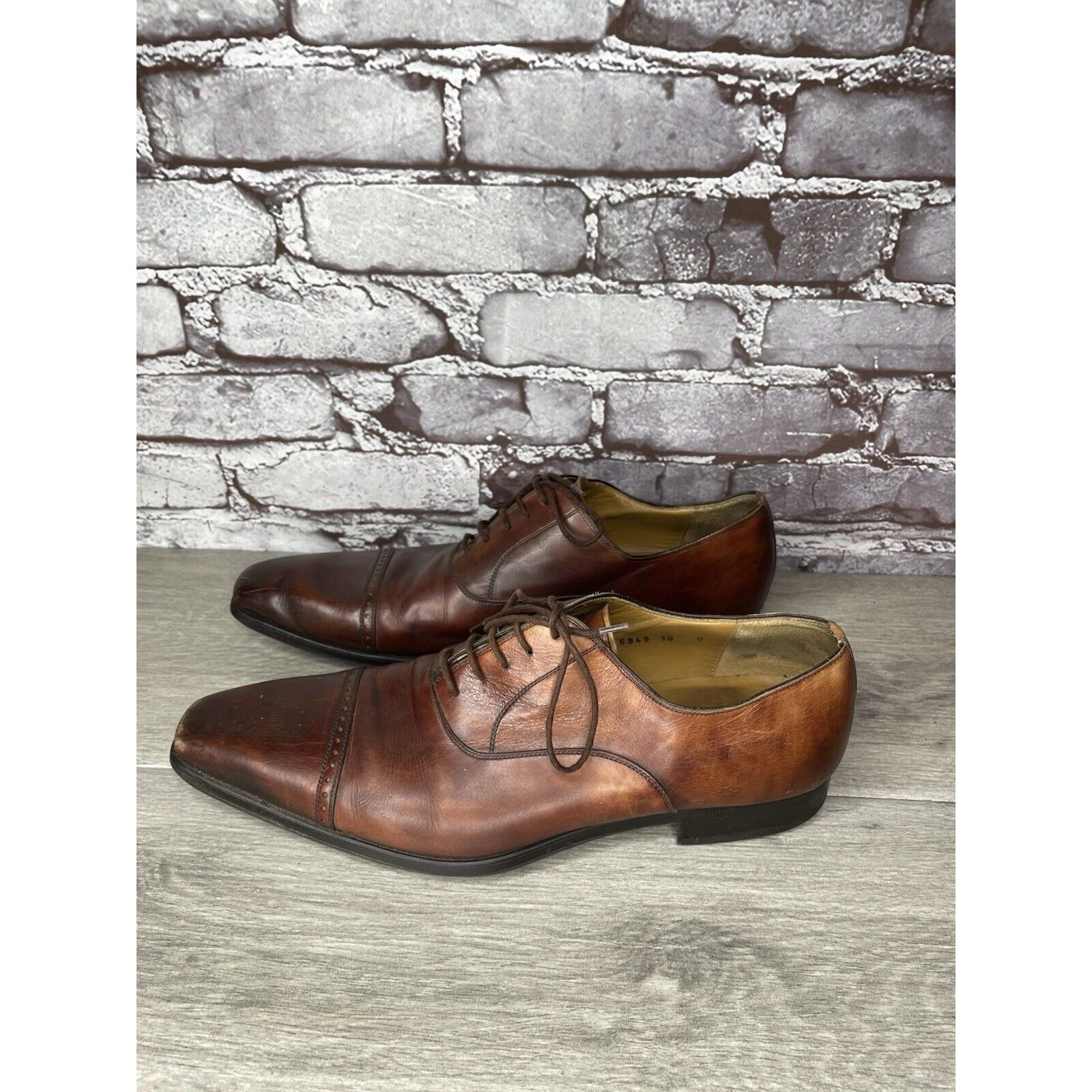Magnanni Neiman Marcus Brown Leather Cap Toe Oxfords Shoes M