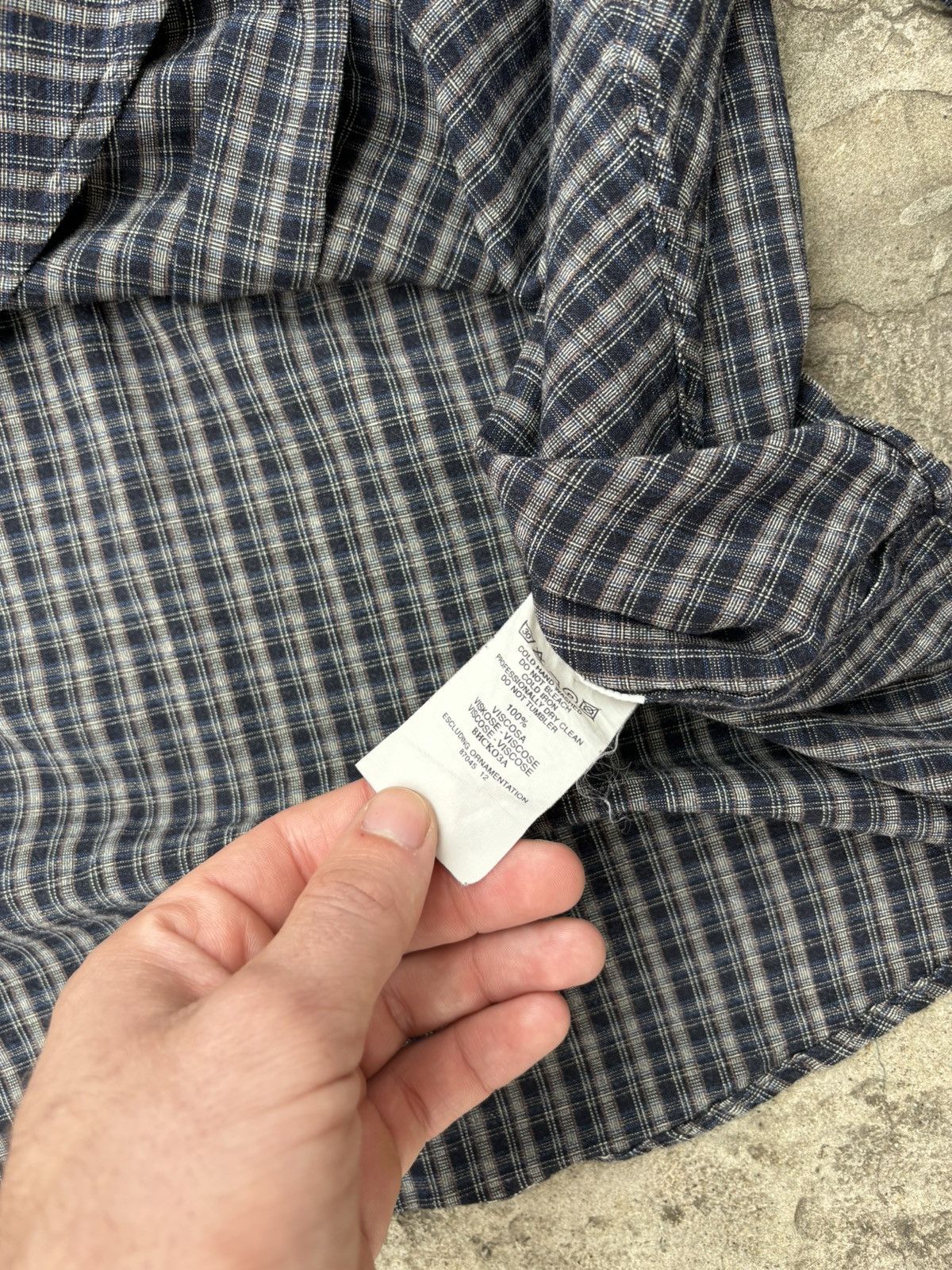 Japanese Brand × Trussardi Vintage Trussardi Checkered Viscose Dark Shirt Size US M / EU 48-50 / 2 - 7 Thumbnail