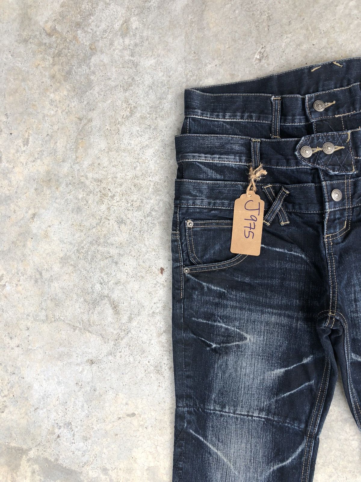 PPFM PPFM Double Waist Distressed Denim Punk Style Size US 31 - 4 Thumbnail