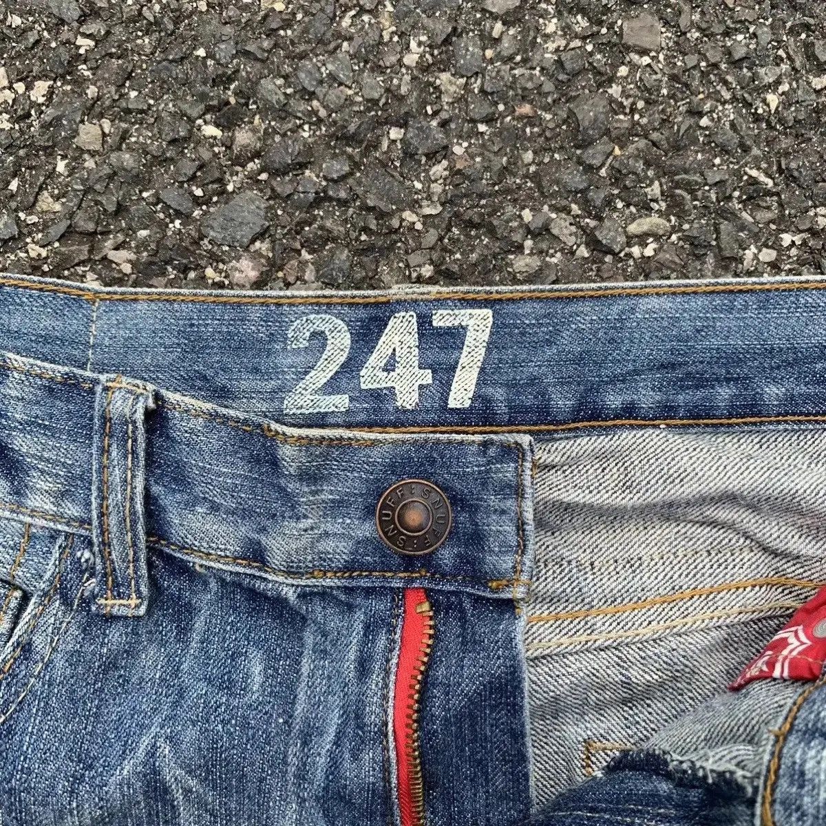 Japanese Brand Snuff Jeans W32 L33 Storm Fading Denim Pants Nice Design Size US 32 / EU 48 - 9 Thumbnail