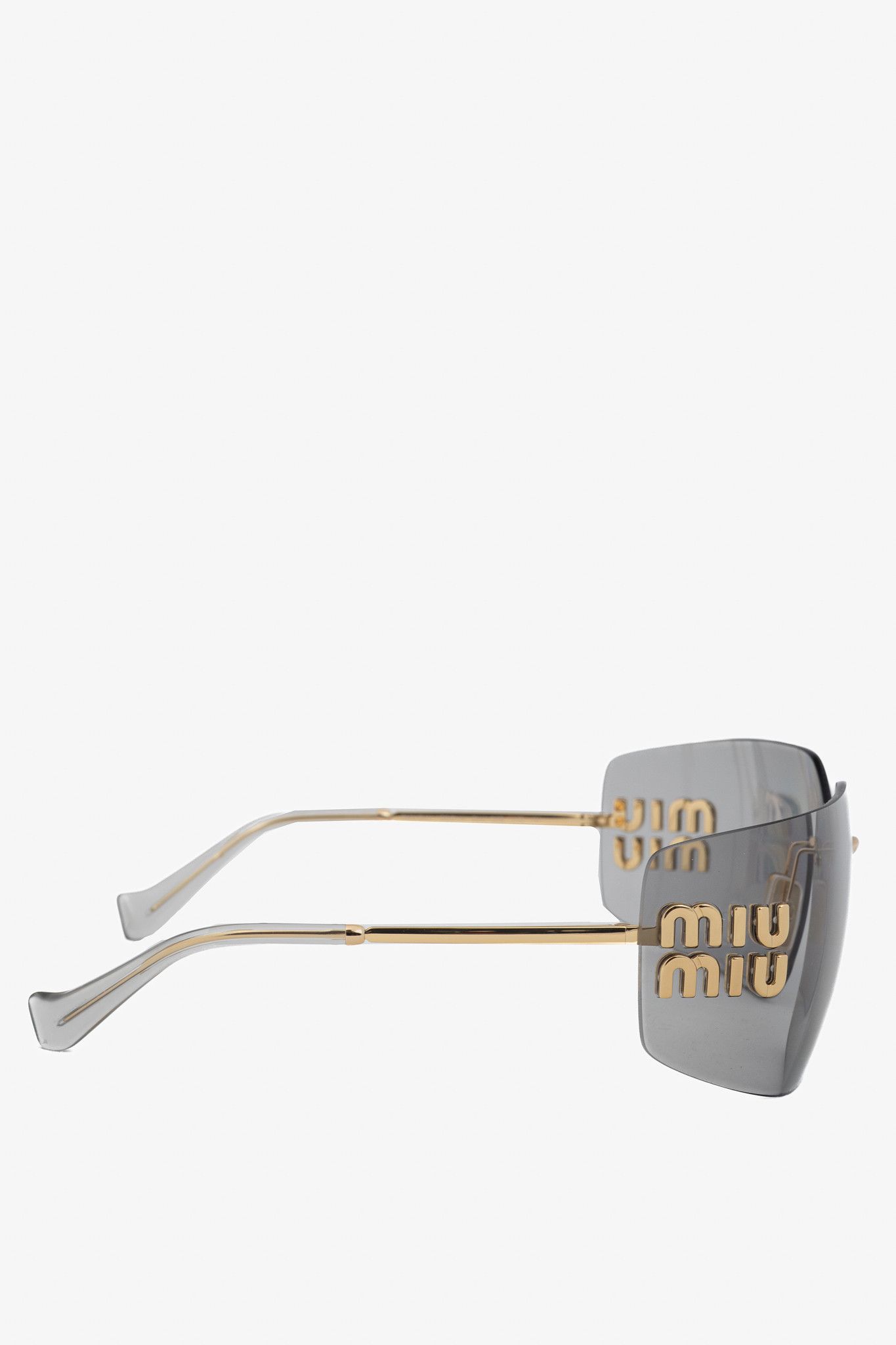 Miu Miu Miu Miu Aube Light Grey & Gold-Tone Sunglasses Size ONE SIZE - 4 Thumbnail