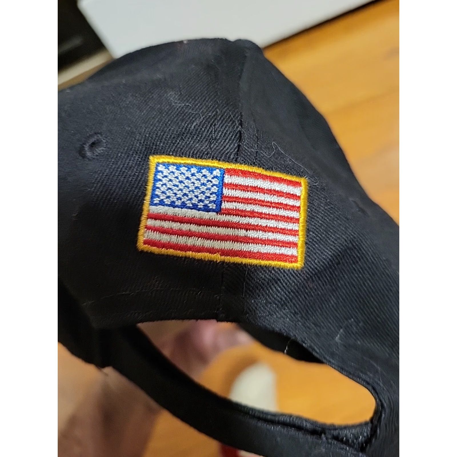 Vintage VINTAGE NRA Golden Eagles Embroidered Black Adjustable USA Flag Hat Baseball Cap Men One Size Cotton Canvas USA Flag Embroidered Adjustable Mens Size ONE SIZE - 3 Thumbnail