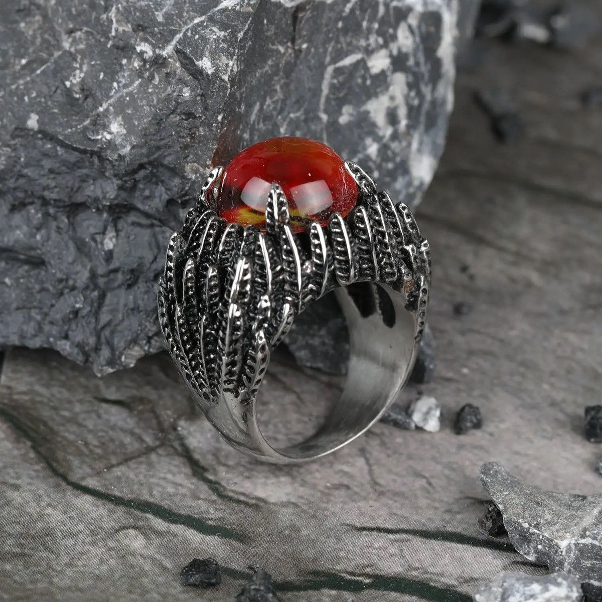 Jewelry Feather Evil Eye Ring Size ONE SIZE - 3 Thumbnail