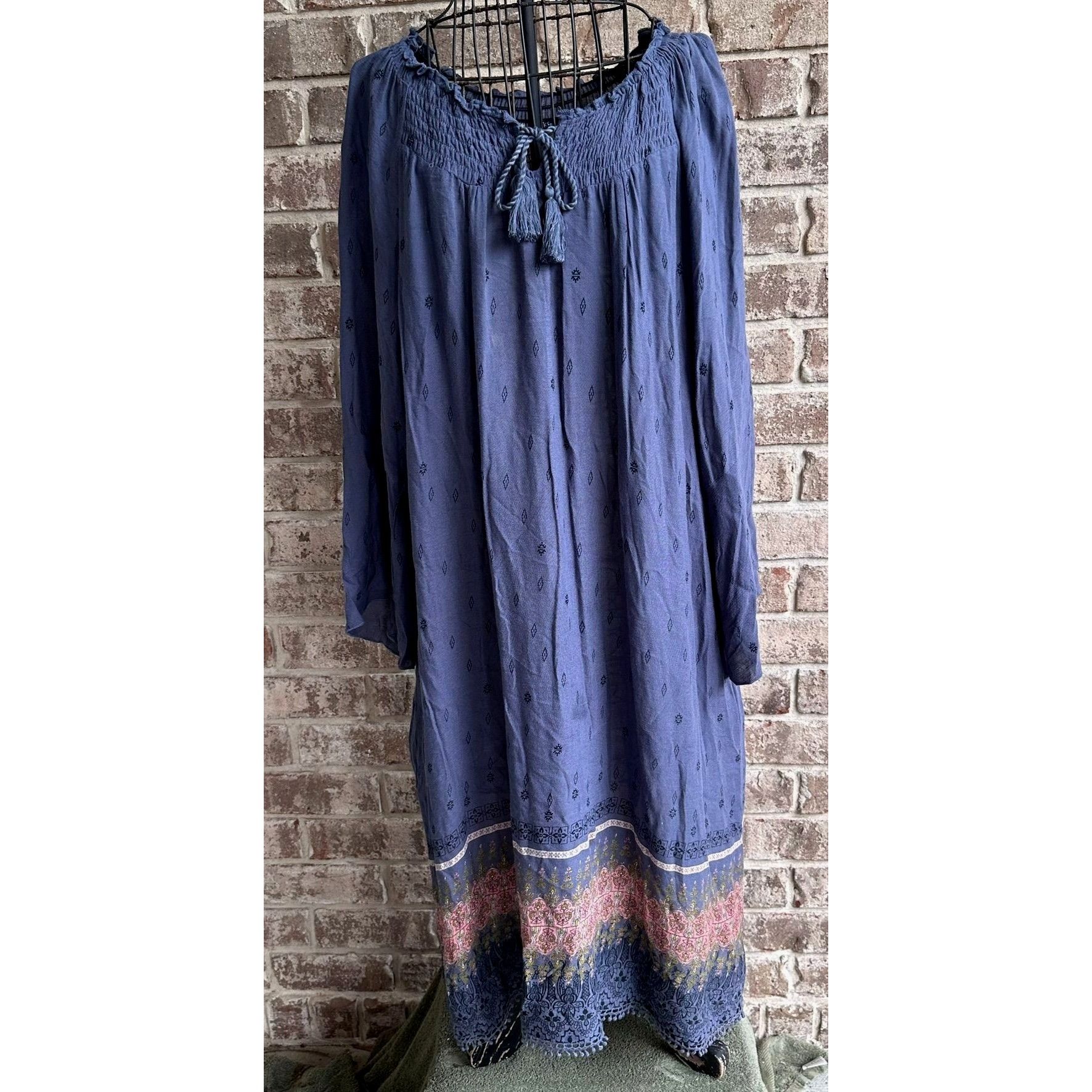 Other Vintage Chadwicks of Boston Dress XL Blue Tassels Hippie Bo Size XL / US 12-14 / IT 48-50 - 4 Thumbnail