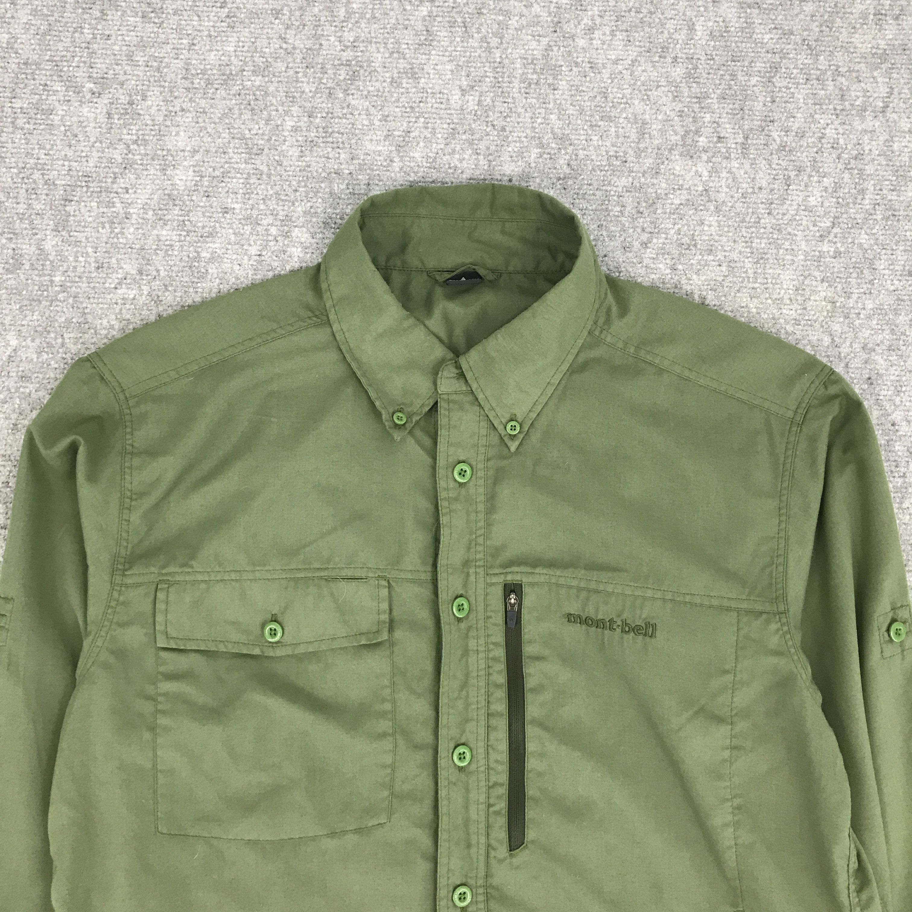 Japanese Brand × Montbell MONT-BELL OUTDOOR GREEN BRAND BUTTON UP TSHIRTS Size US L / EU 52-54 / 3 - 3 Thumbnail