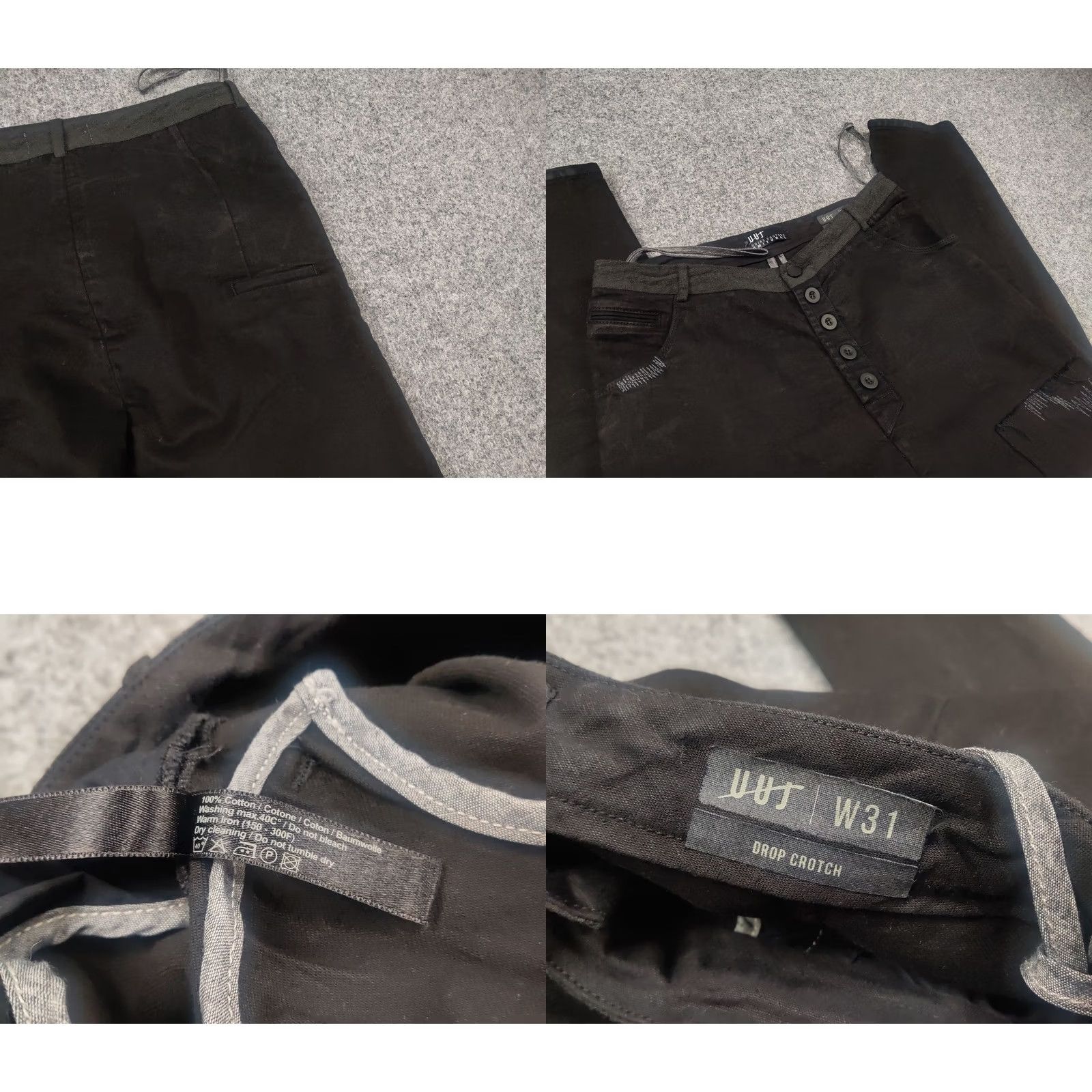 Vintage Umit Unal Couture Design Black jeans decorative stitching Drop Crotch Pants Men 32 Denim Cotton Blend High Rise 90s Grunge Vintage No XS XS? Size US 32 / EU 48 - 9 Thumbnail