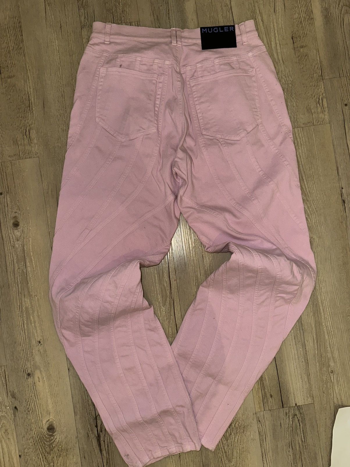 Mugler Paneled Tapered Jeans Pink Size 32" / US 10 / IT 46 - 2 Thumbnail
