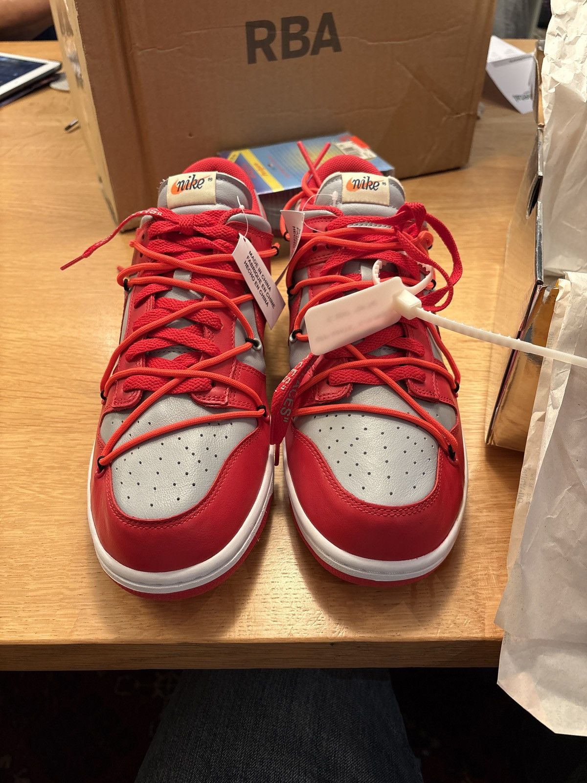 Nike × Off-White Nike x Offwhite Dunk Low University Red Size US 11.5 / EU 44-45 - 3 Thumbnail