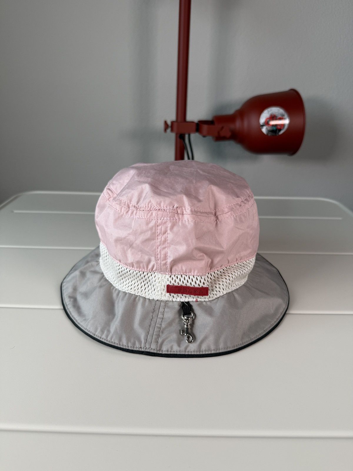 NWT Prada Bucket Beach Hat Pink and Silver Size M Prada Pink Terrycloth Bucket Hat Size M International main image 3