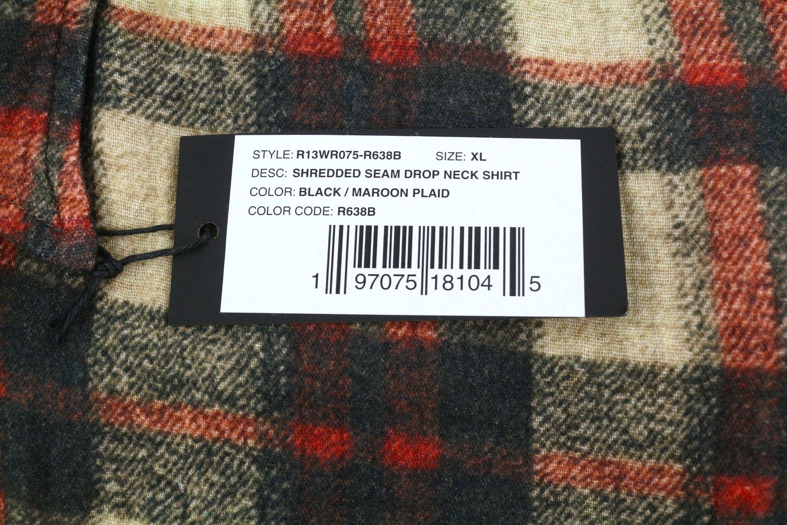 R13 SHREDDED SEAM DROP NECK XL Plaid Oversized Shirt 86559 Size XL / US 12-14 / IT 48-50 - 9 Thumbnail