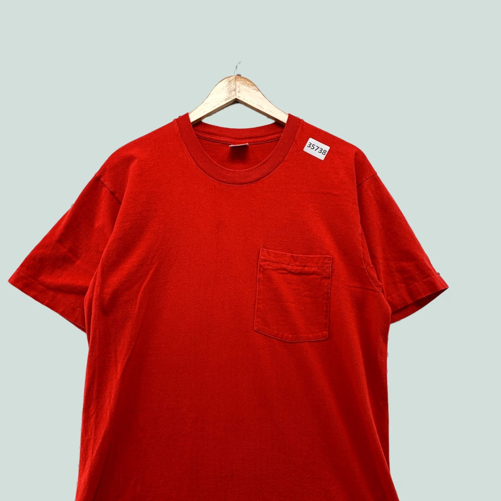 Fruit Of The Loom VINTAGE Fruit Loom Shirt Mens Large Red 90s Pocket Single Stitch Made USA Size US L / EU 52-54 / 3 - 1 Thumbnail