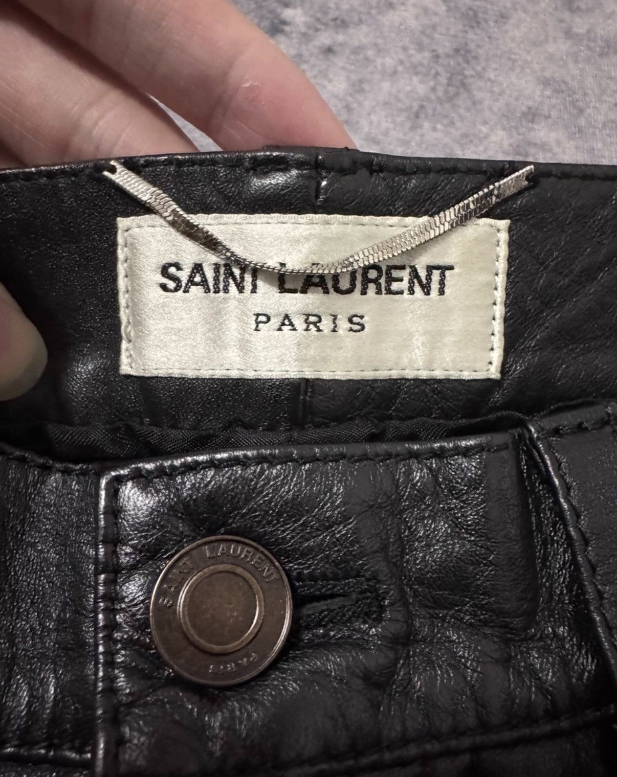 Saint Laurent Paris SLP 19FW Gold-Trim Zip Oiled Lambskin Basic Leather Pants Size US 34 / EU 50 - 6 Thumbnail