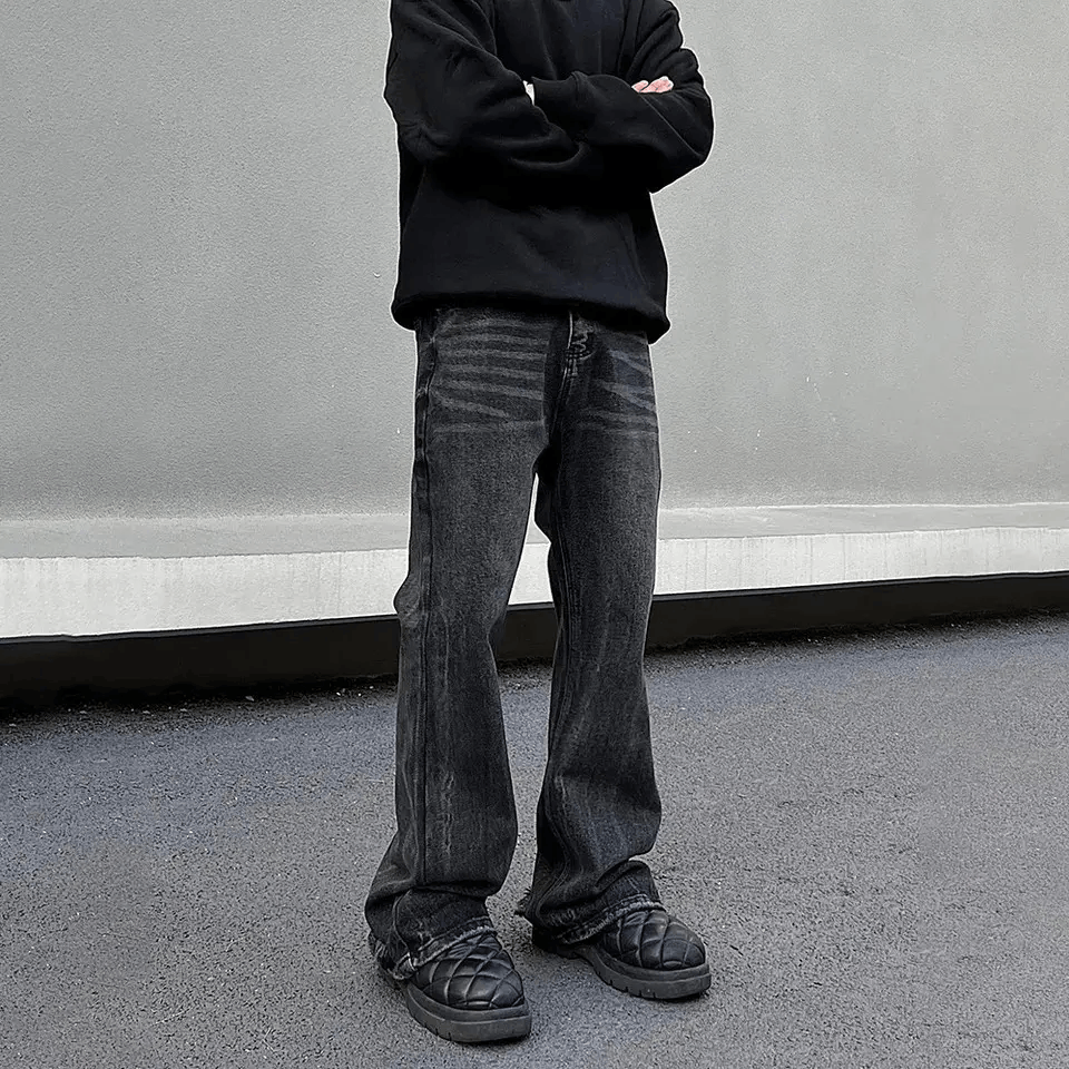 Designer × Japanese Brand × Jean Loose Straight-leg Flared Black Jeans Size 28 Size US 34 / EU 50 - 3 Thumbnail