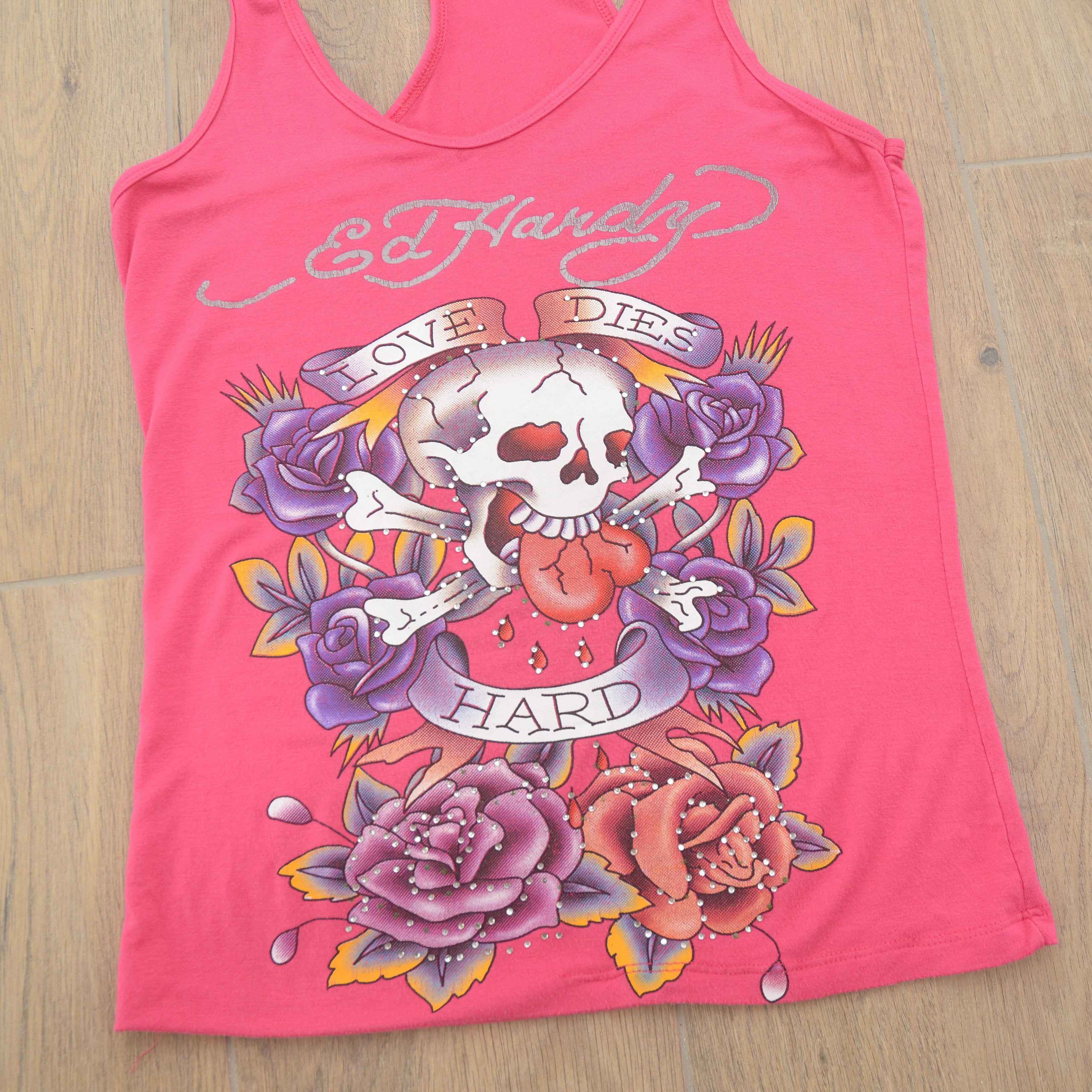 Christian Audigier Ed hardy by Christian Audigier Pink crystals tank top skull Size M / US 6-8 / IT 42-44 - 5 Thumbnail
