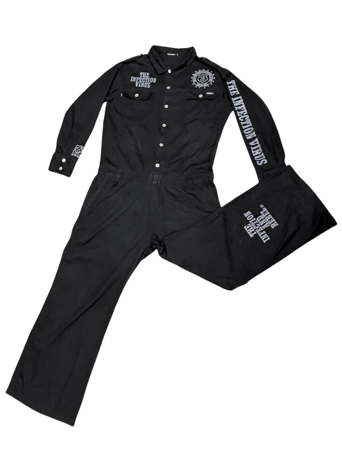 Post Overalls Vtg Top Rebel "Infection Virus" Gothic Underground Coverall Size US 32 / EU 48 - 7 Thumbnail