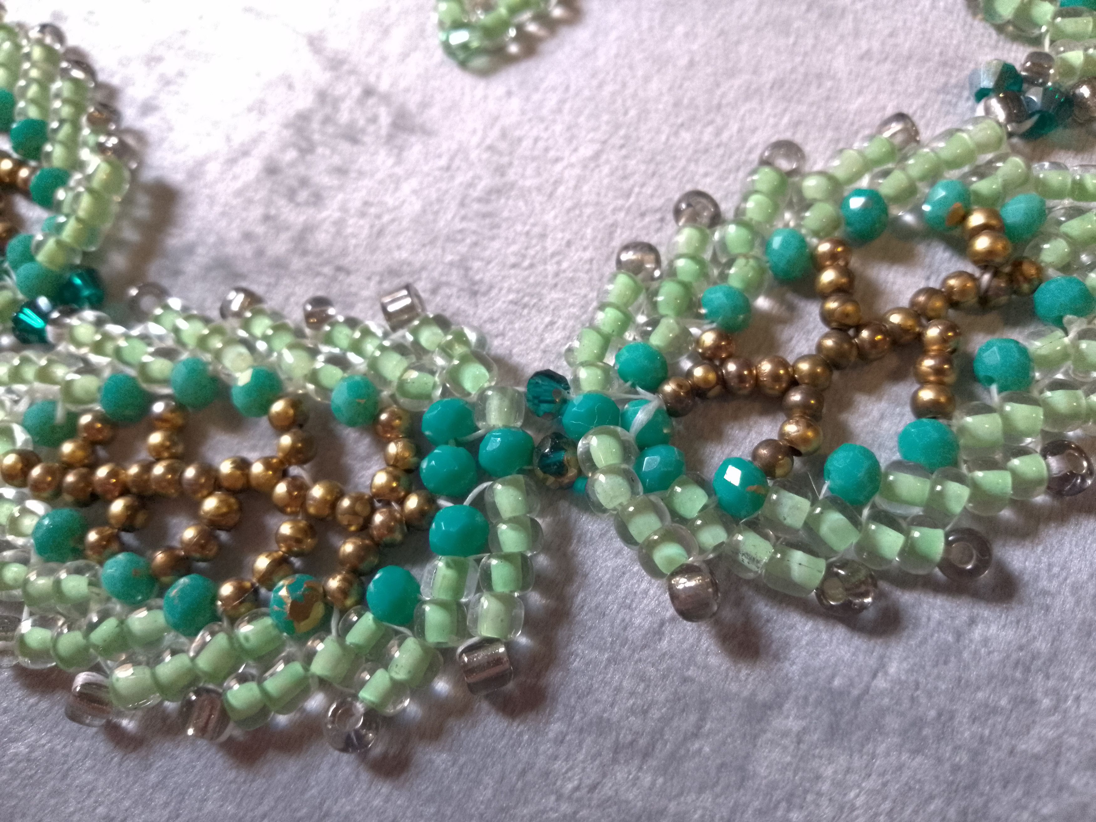Handmade Necklace Leafy Earrings Green Brass glass,crystal, gemstones Size ONE SIZE - 3 Thumbnail
