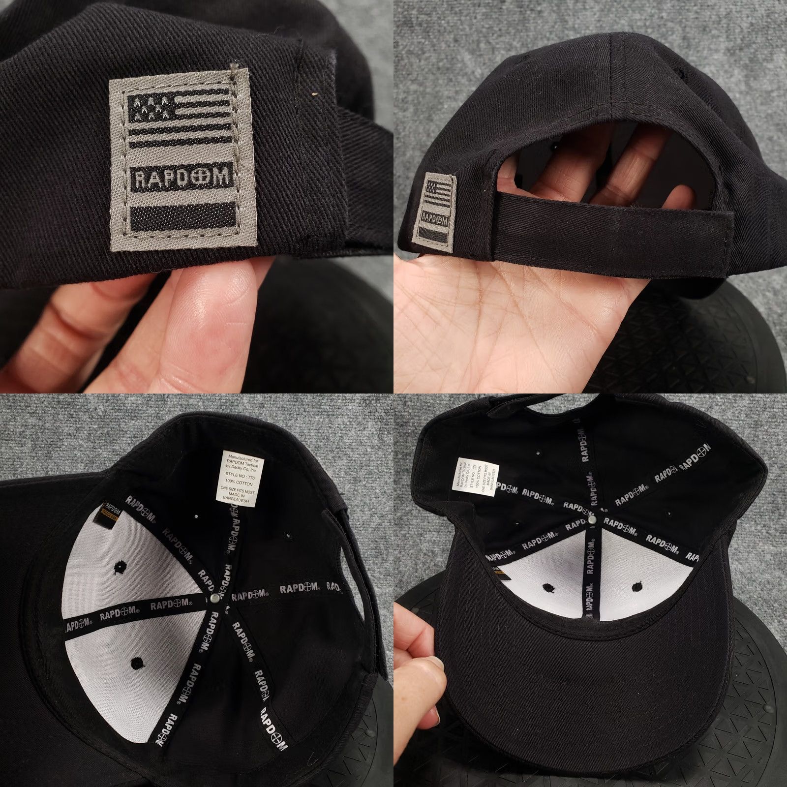 Vintage Rapdom Hat Mens One Size Black Operator Cap USA Embroidered Tactical Outdoor Snapback Adjustable Baseball Hat Size ONE SIZE - 8 Thumbnail