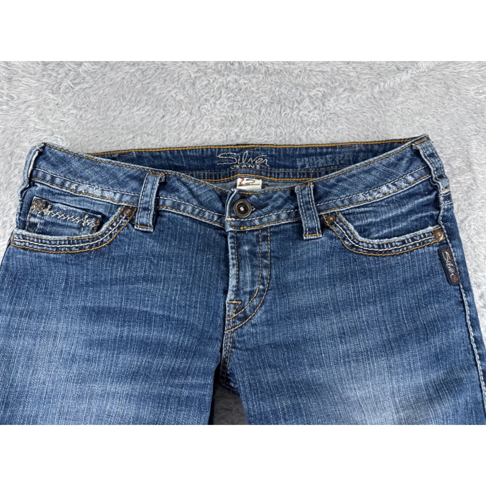 Silver Jeans Co. Silver Jeans Pants Womens 31 Blue Denim Jeans Crop Low Rise 30x26 Pioneer Flood Size 24" / US 00 / IT 34 - 4 Thumbnail