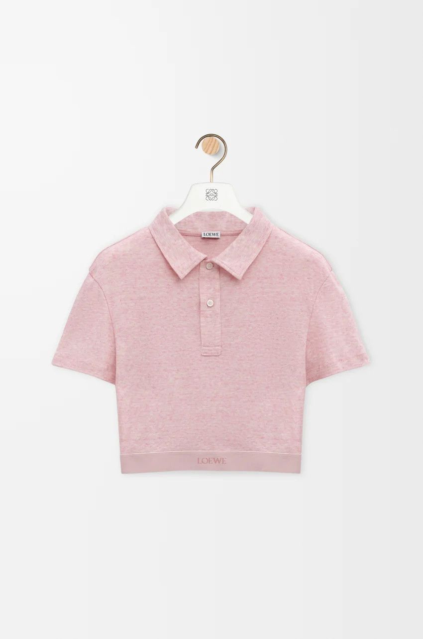 Loewe o1loc1c0525 Cropped Polo In Cotton And Wool in Pink Size L / US 10 / IT 46 - 1 Thumbnail