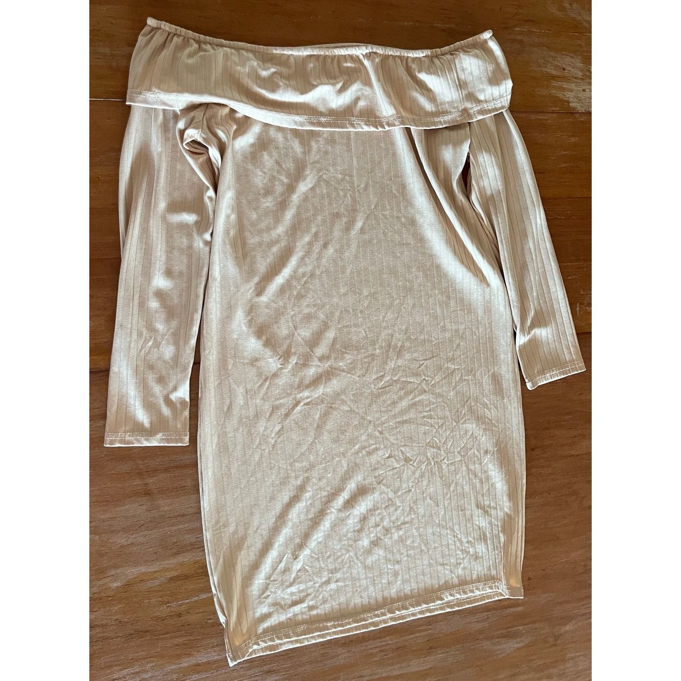 Other Beige Off-the-Shoulder Bodycon Dress - Long Sleeve Size S Size S / US 4 / IT 40 - 9 Thumbnail