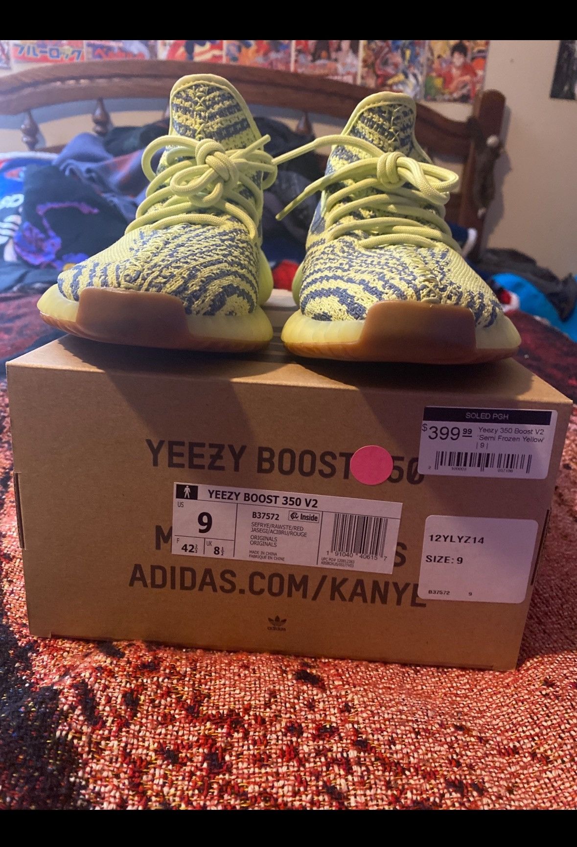 Adidas × Kanye West Yeezy boost 350 V2 Frozen Yellows Size US 9 / EU 42 - 4 Thumbnail