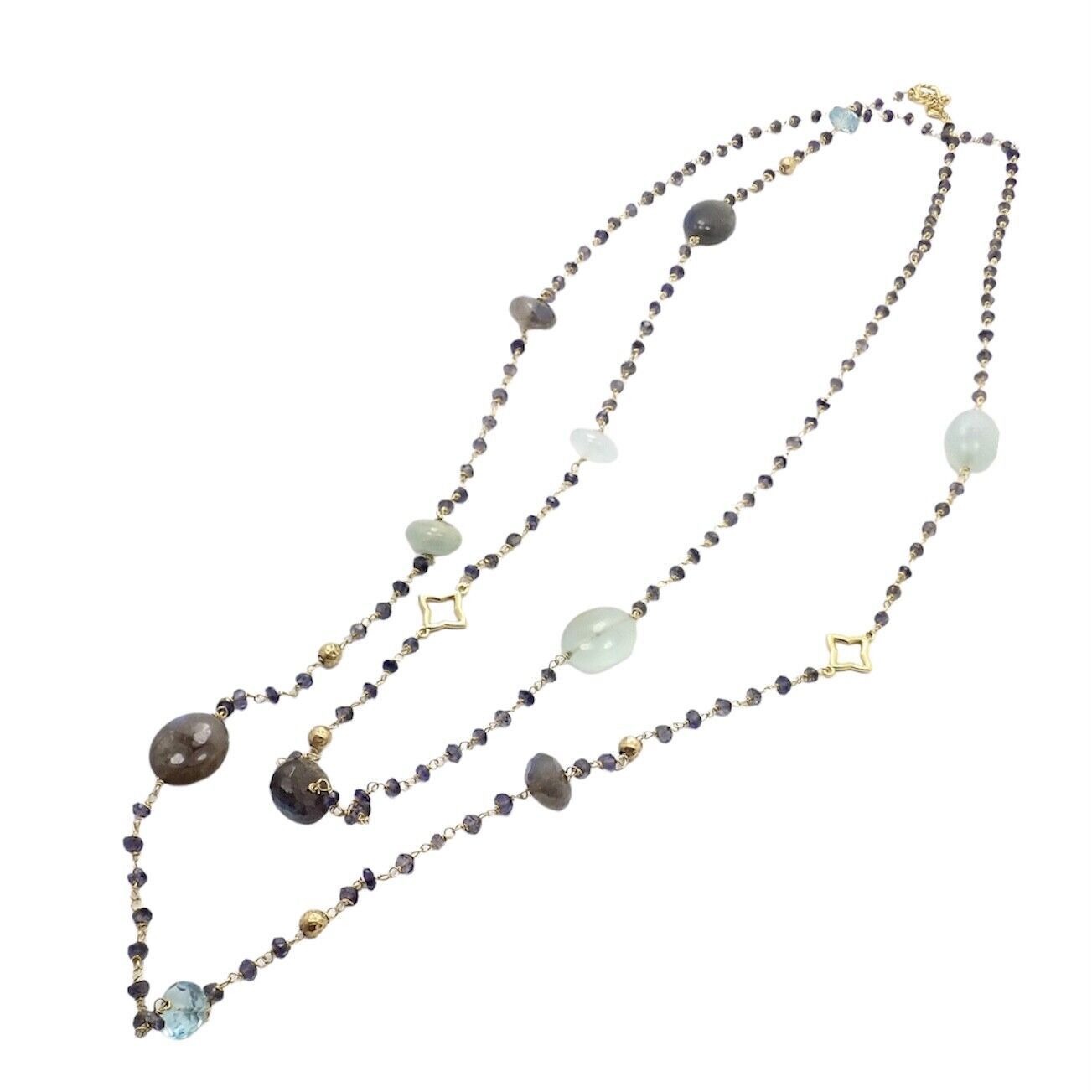 18k Yellow Gold 46 Long Chain Bead Toggle Necklace
