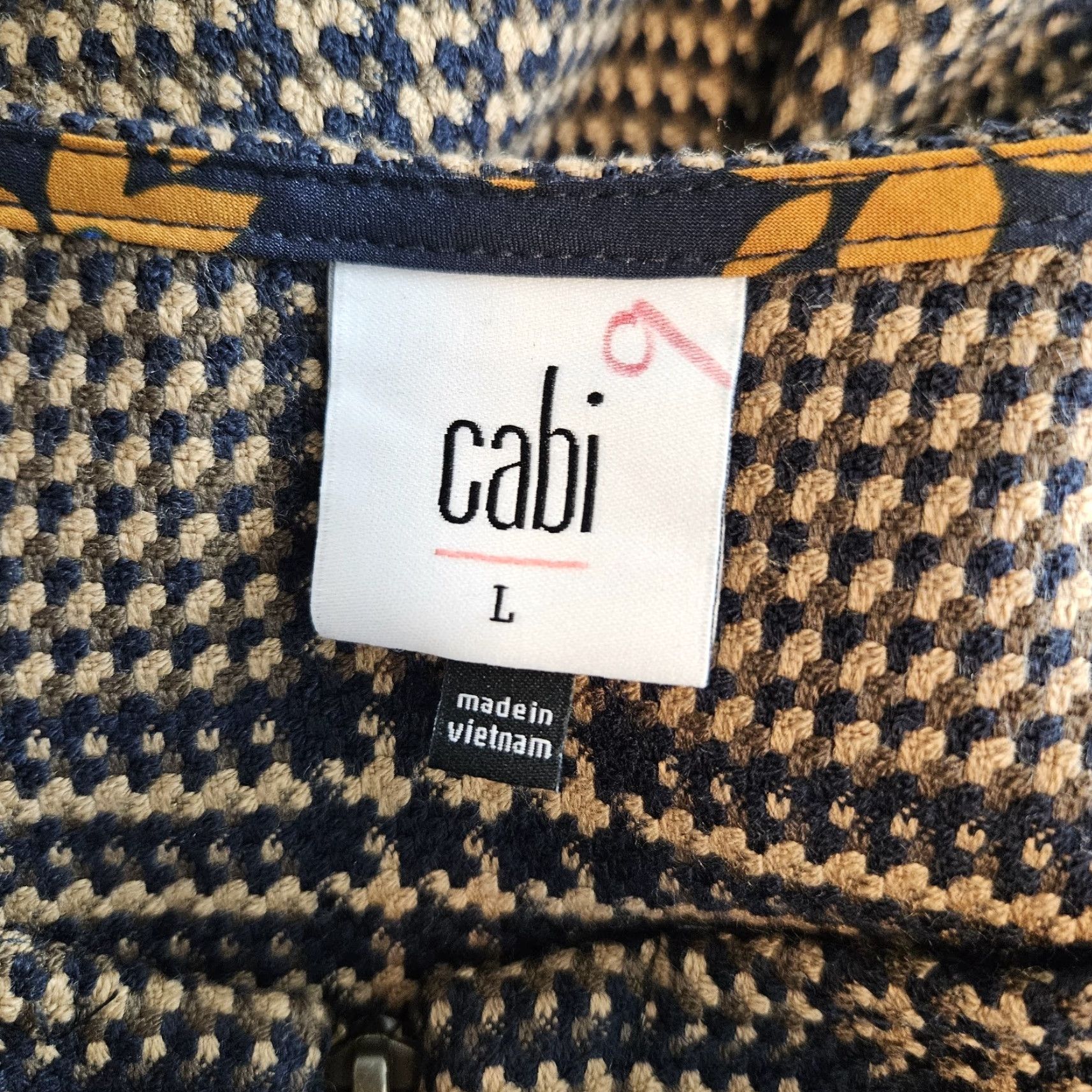 Vintage Cabi Jacket Womens Flounce Full Zip 3/4 Sleeve Sz Large Blue Brown Long Polyester Blend Jacket/Coat Size L / US 10 / IT 46 - 5 Thumbnail