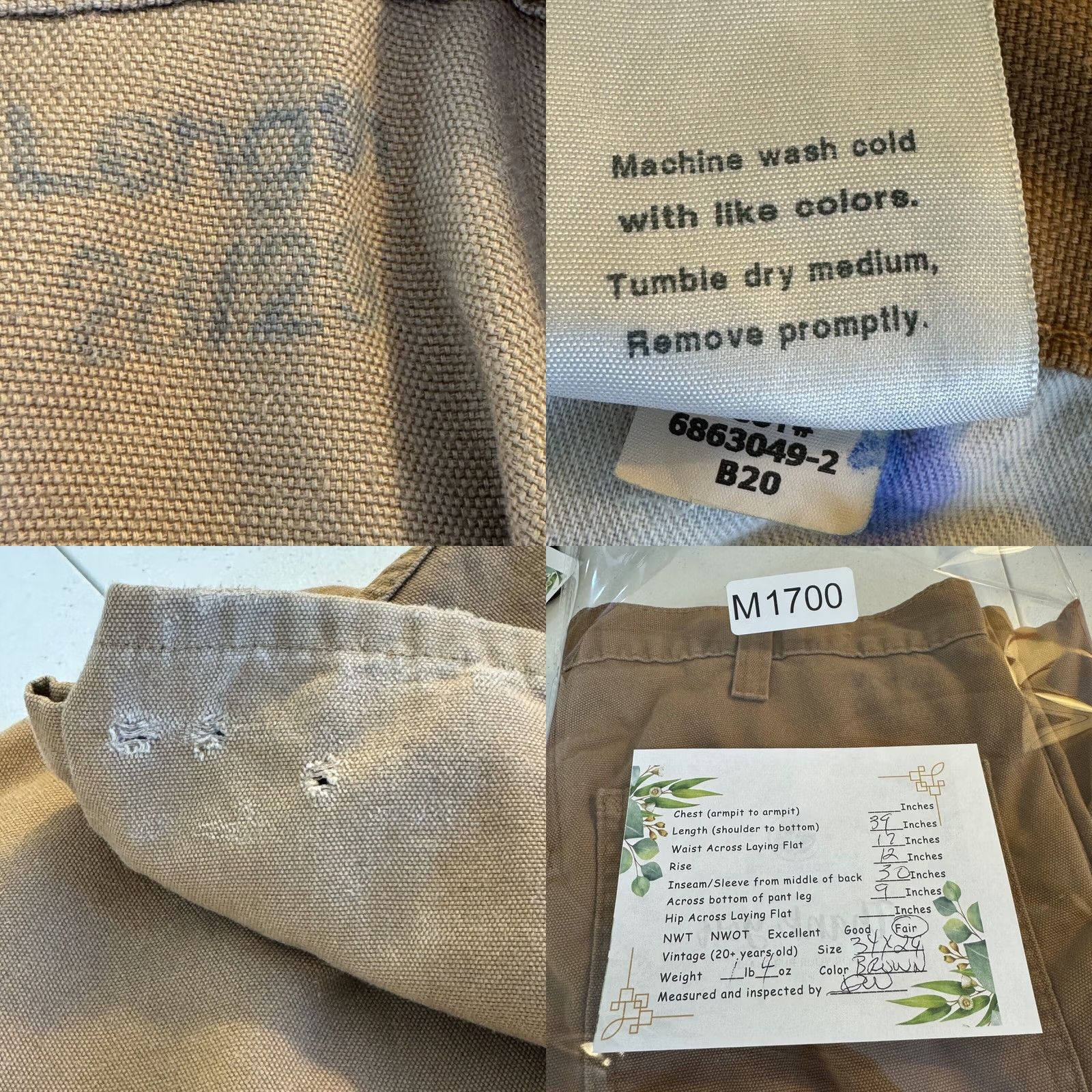 Carhartt Carhartt Carpenter Pants Mens 34 x 30 Brown Canvas Dungaree Fit Workwear Size US 34 / EU 50 - 8 Thumbnail