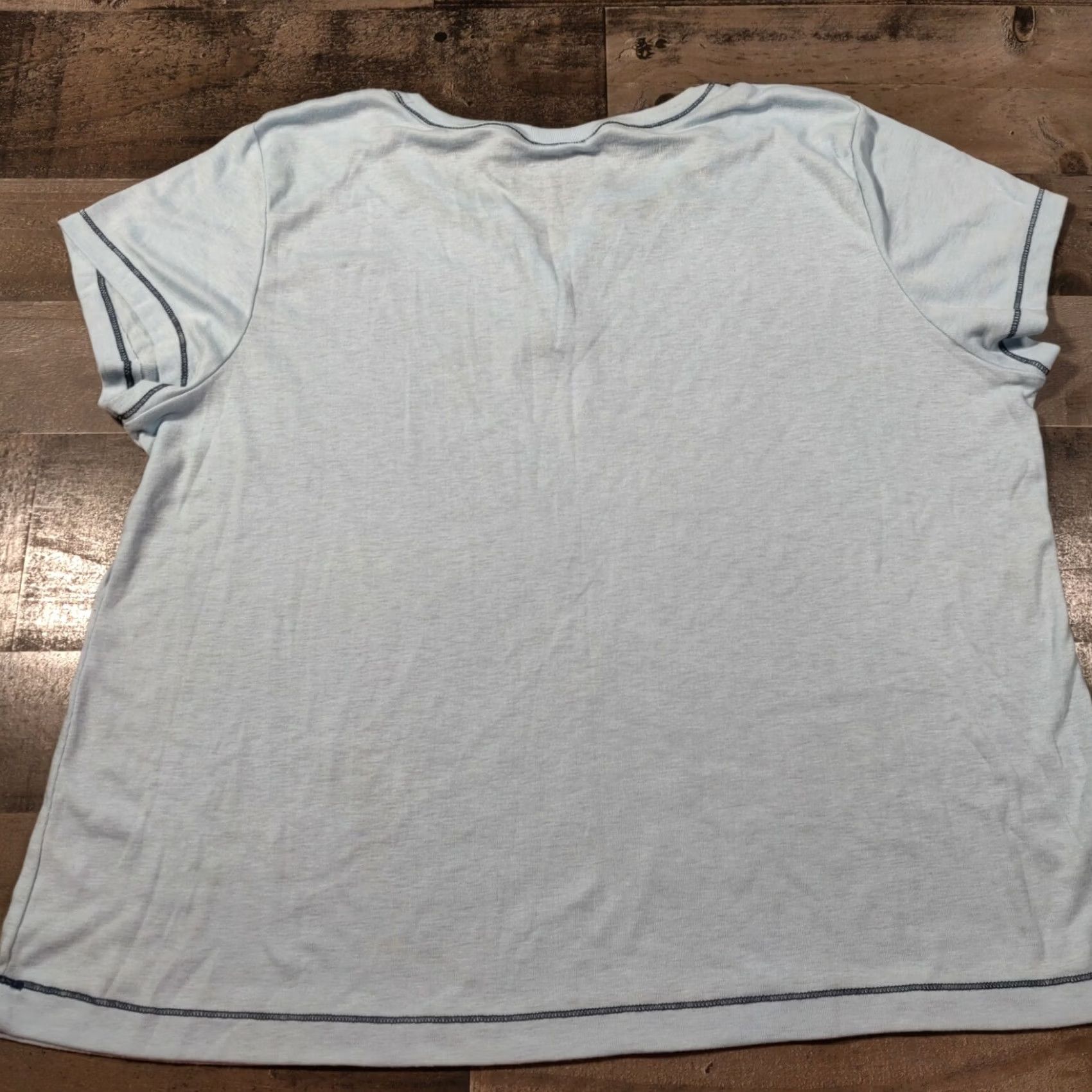 Liz Claiborne Liz Claiborne Shirt Womens XL Blue Henley Cap Sleeve Casual Tee Size XL / US 12-14 / IT 48-50 - 2 Thumbnail