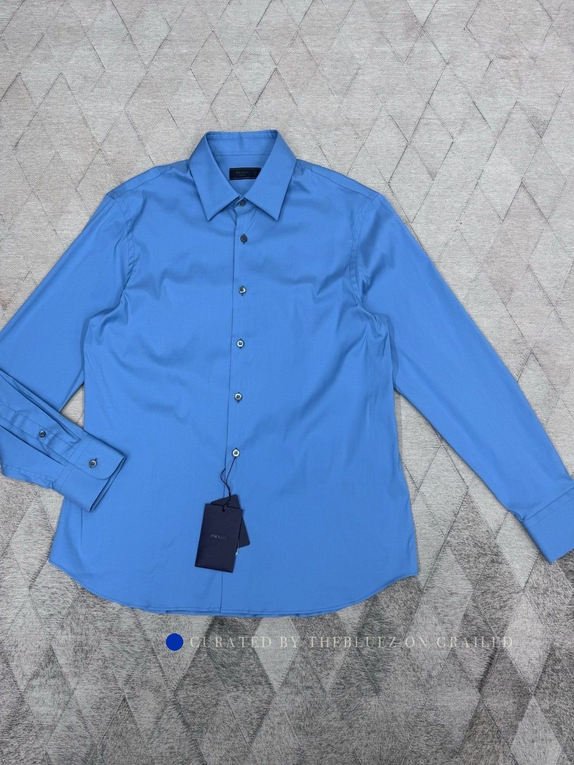 Prada Aquamarine Popeline Button-Up Shirt Size US L / EU 52-54 / 3 - 1 Thumbnail