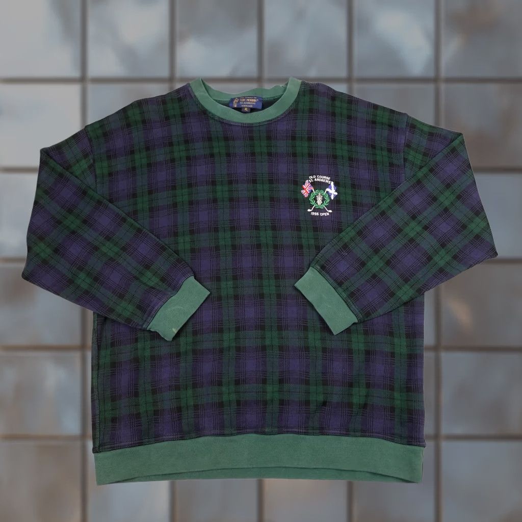Vintage VINTAGE Tom Morris Sweater Mens XL Green Blue Plaid Scotland 1995 Open Golf Size US XL / EU 56 / 4 - 1 Thumbnail