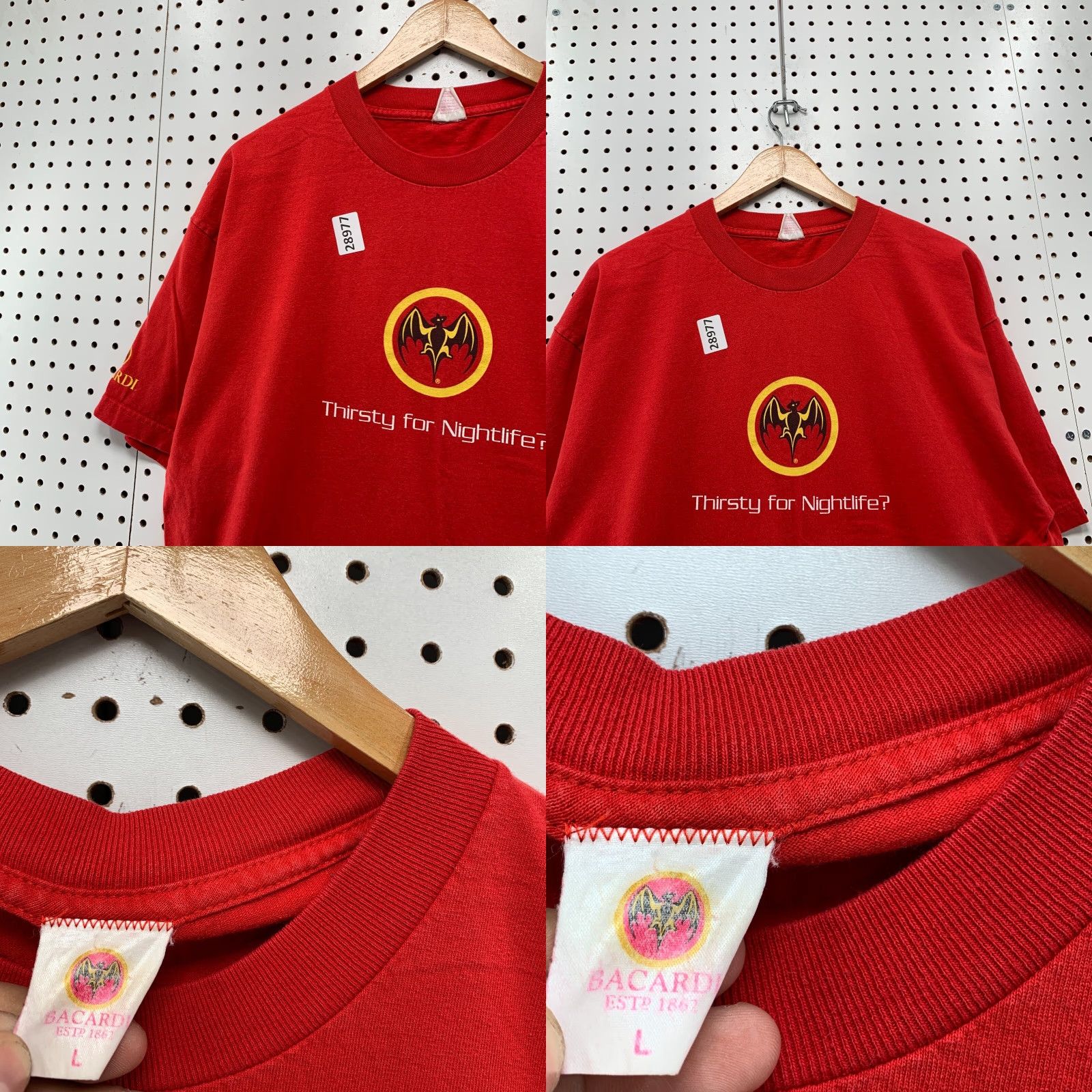 Alife VINTAGE Barcardi Shirt Adult Large Red Thirsty For Night Life Bat Logo 23X31 Size US L / EU 52-54 / 3 - 8 Thumbnail