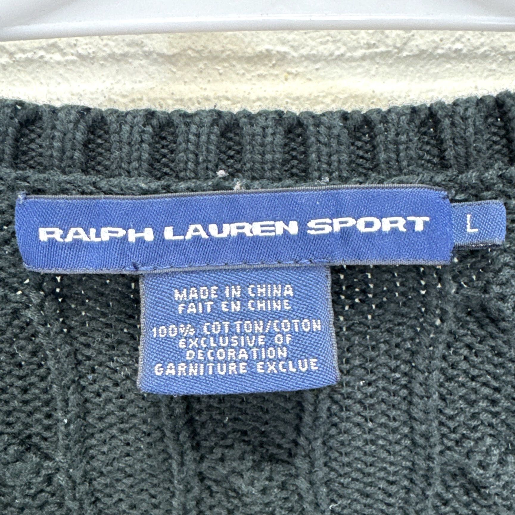 Polo Ralph Lauren VINTAGE Ralph Lauren Sport Black Cable Knit Cotton Sweater Women's Large Y2K Size L / US 10 / IT 46 - 2 Thumbnail