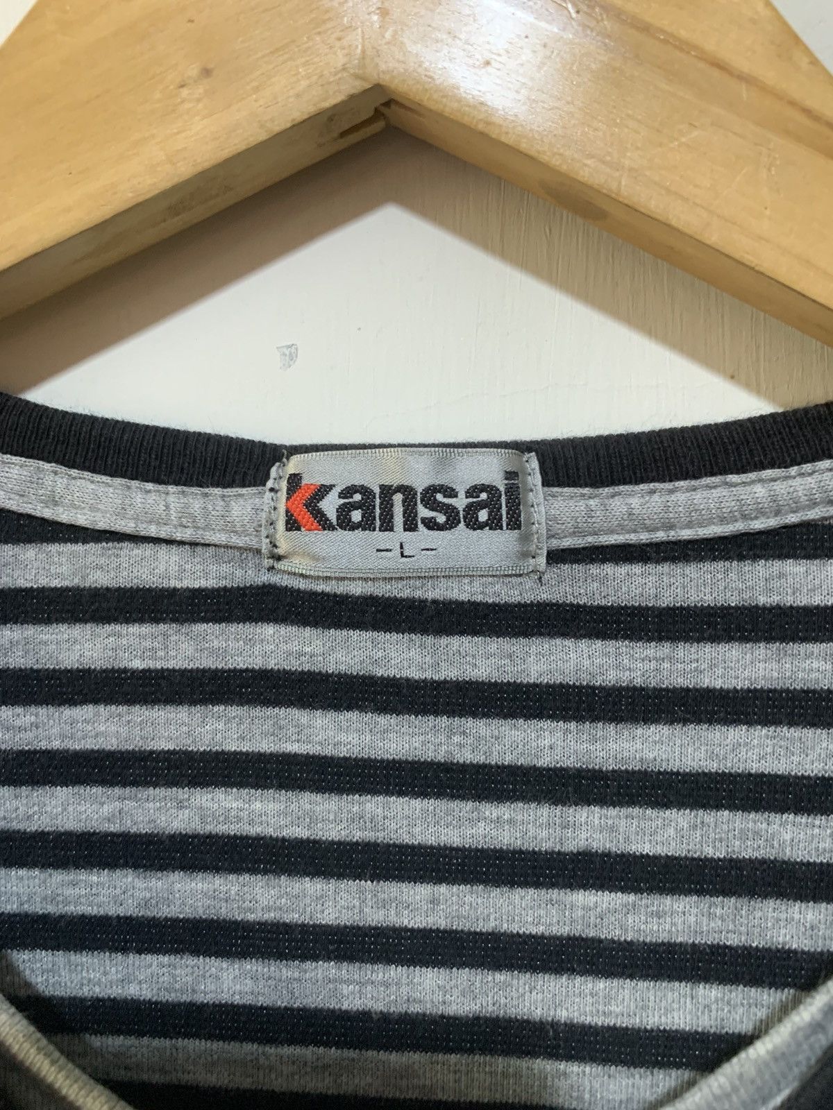 Japanese Brand Japanese Double Layer Stripe Kansai Yamamoto Long Sleeve Tee Size US L / EU 52-54 / 3 - 7 Thumbnail
